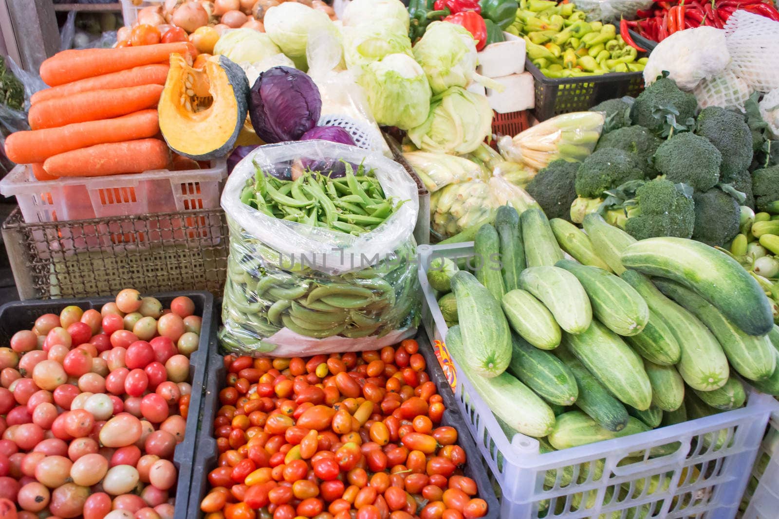 many kind of vegetables in the market