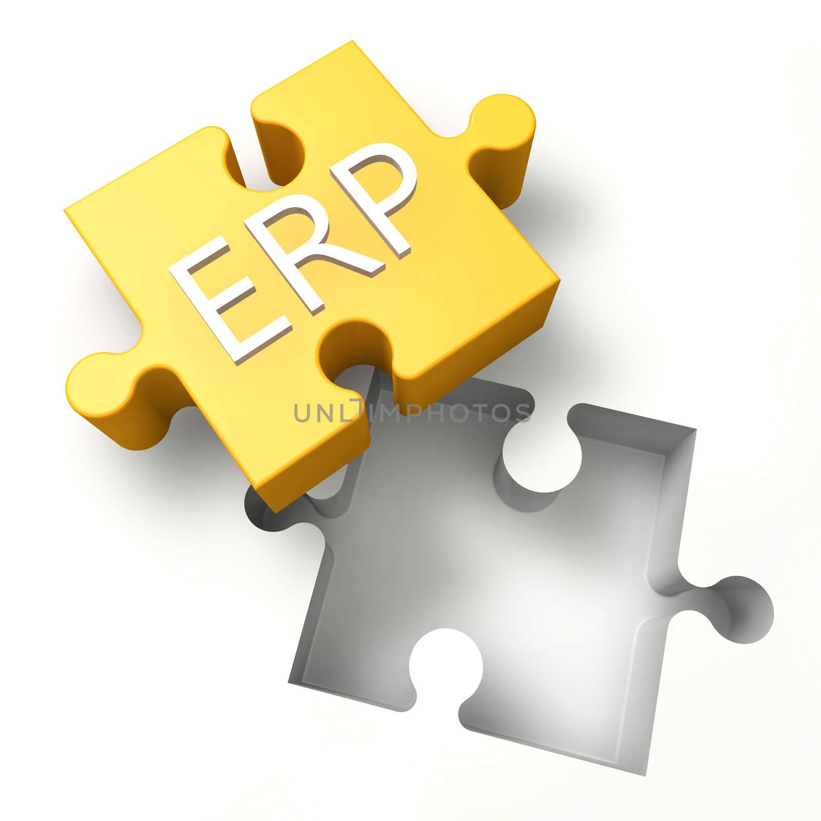 3d Puzzle concept: ERP - Enterprise Resource Planning