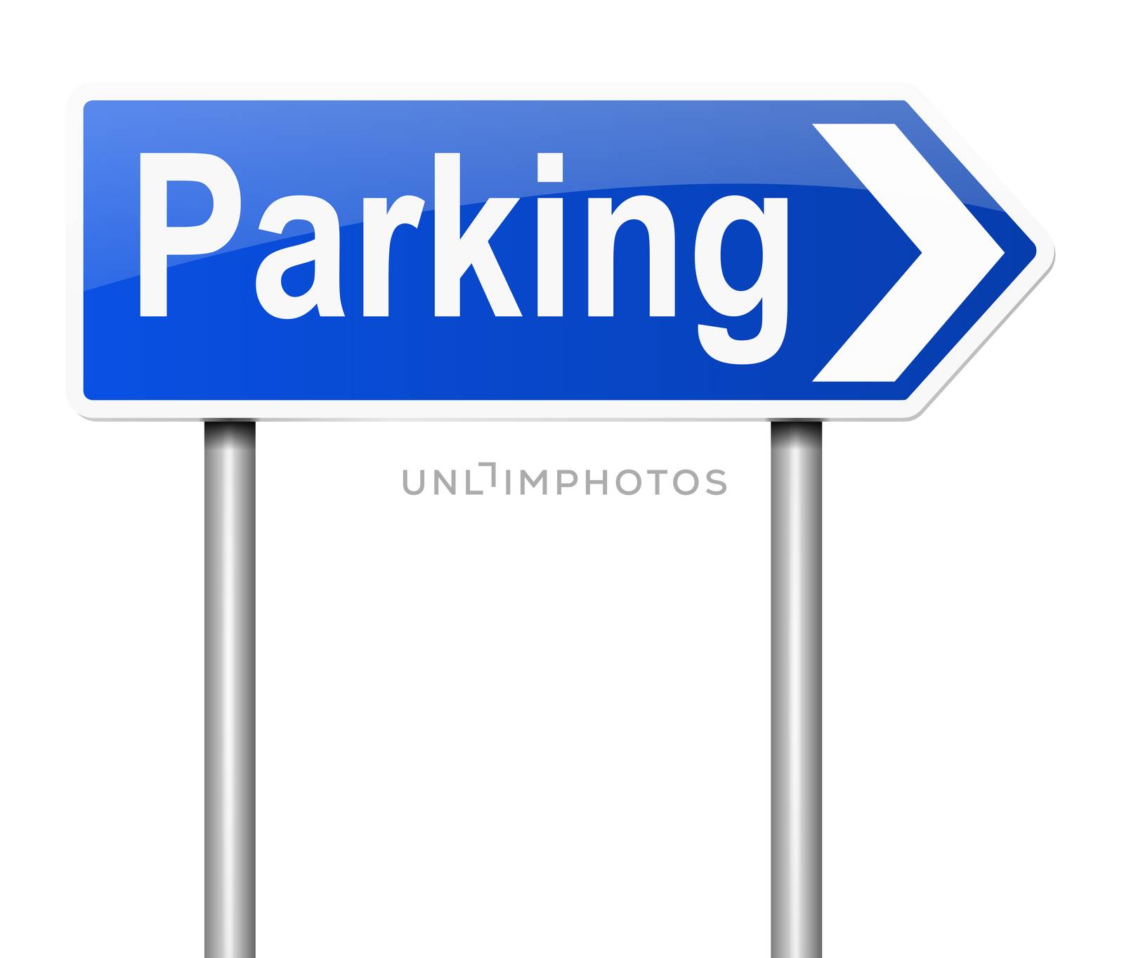 Illustration depicting a sign directing to parking.
