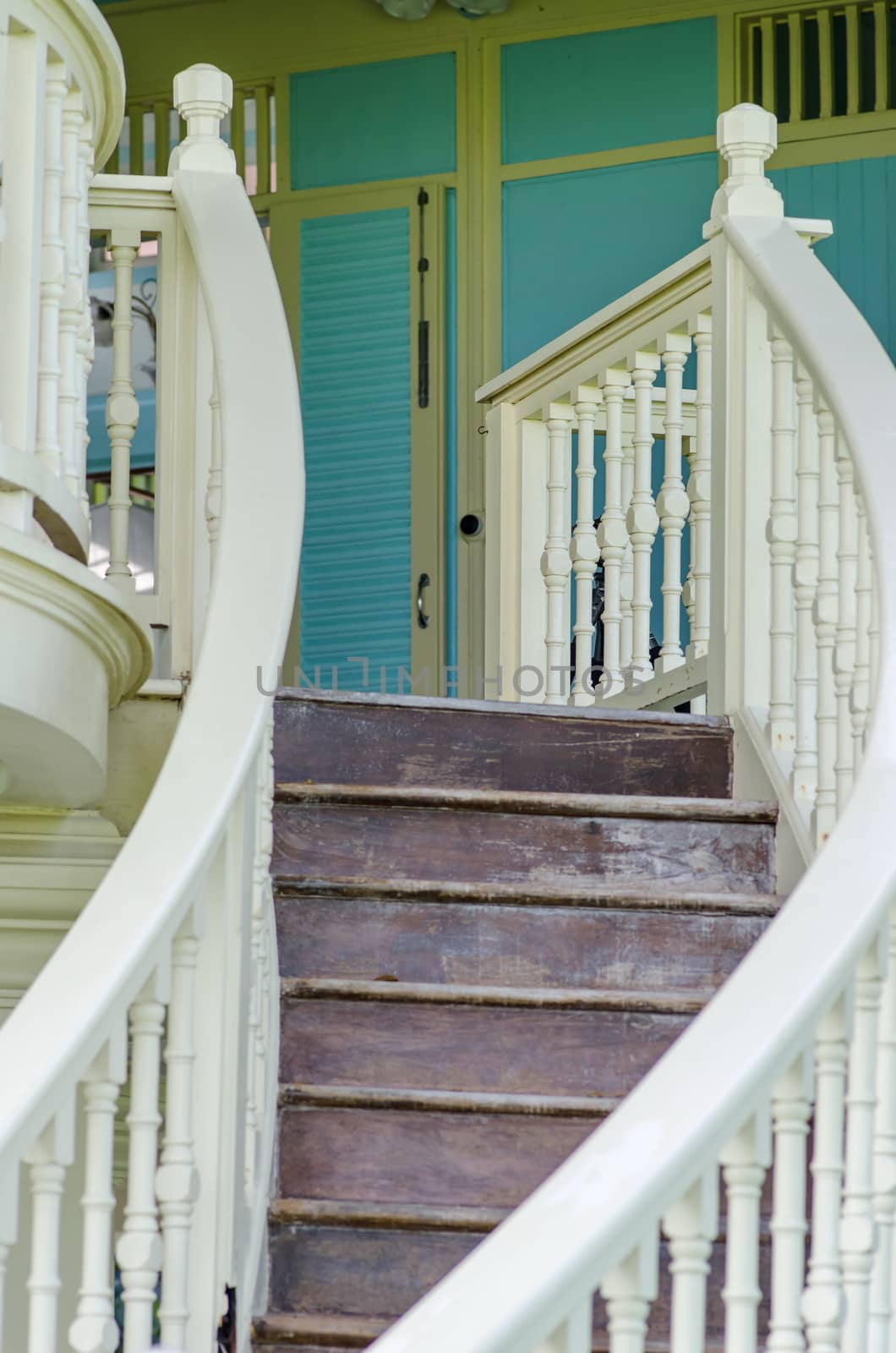 old teak wood stairs in the old house