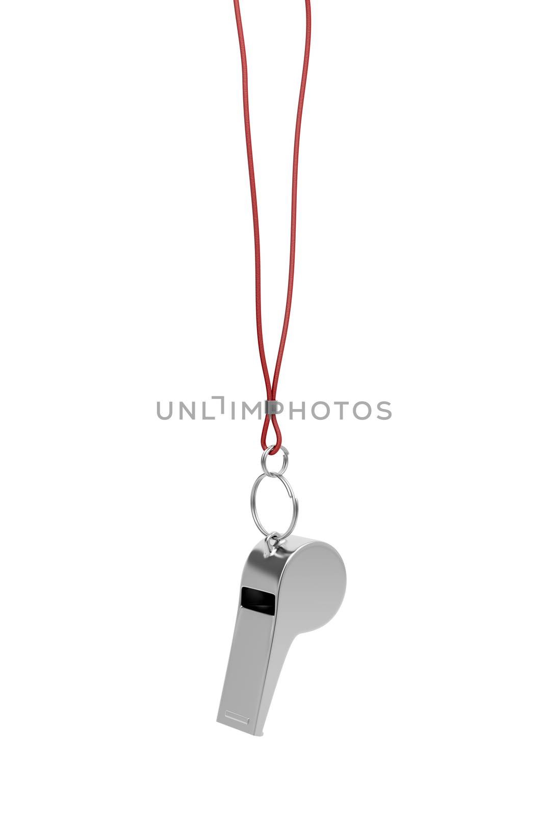 Metal whistle isolated on a white background