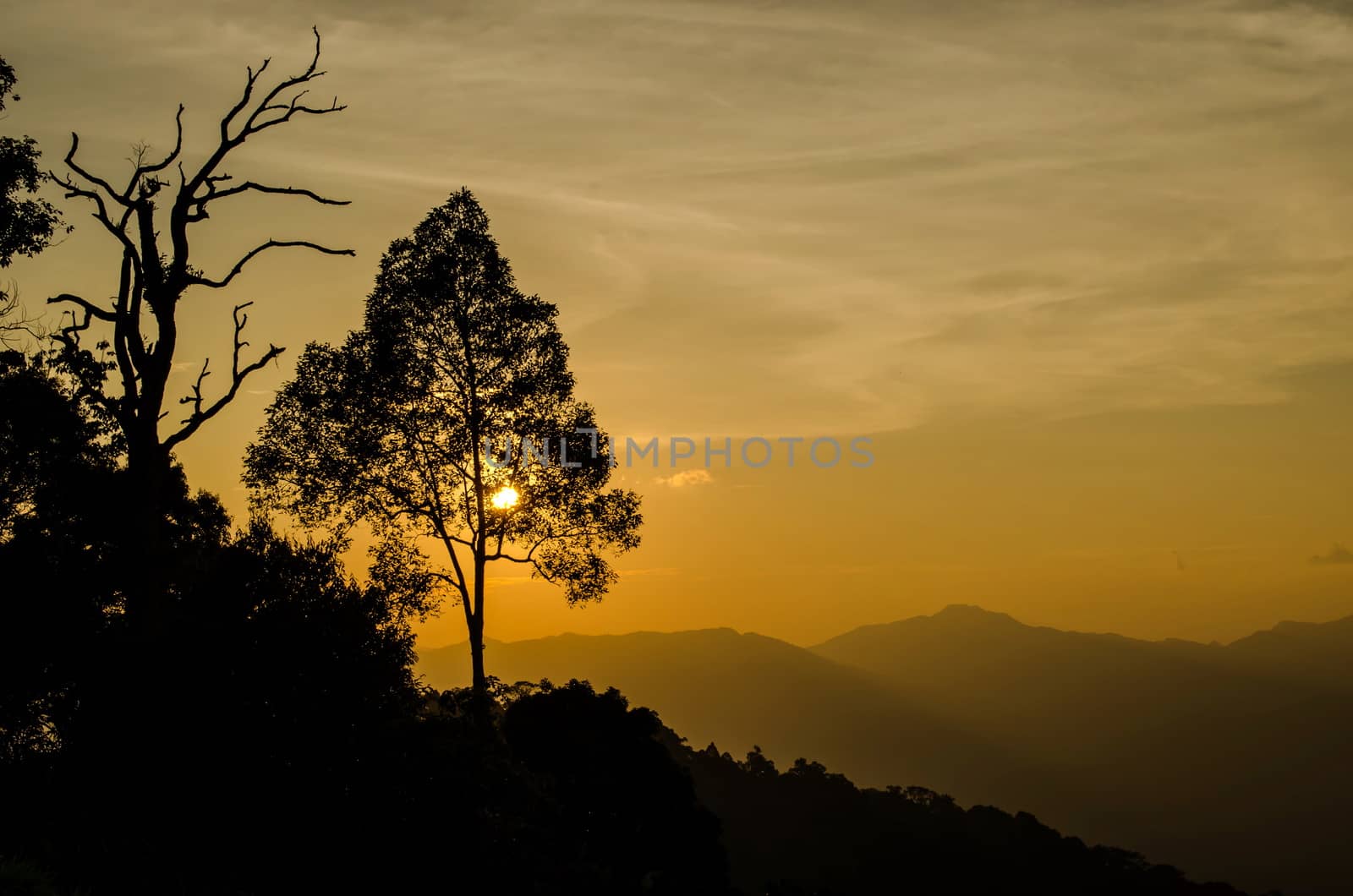 sunset at PanoenThung view point in Kaeng Krachan national park,Thailand