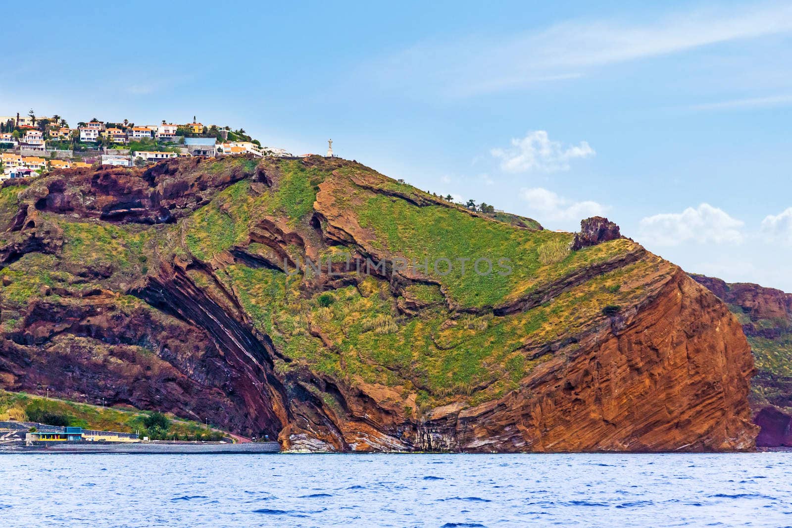 Impressive cliff (view from sea) near Canico, Madeira, Portugal