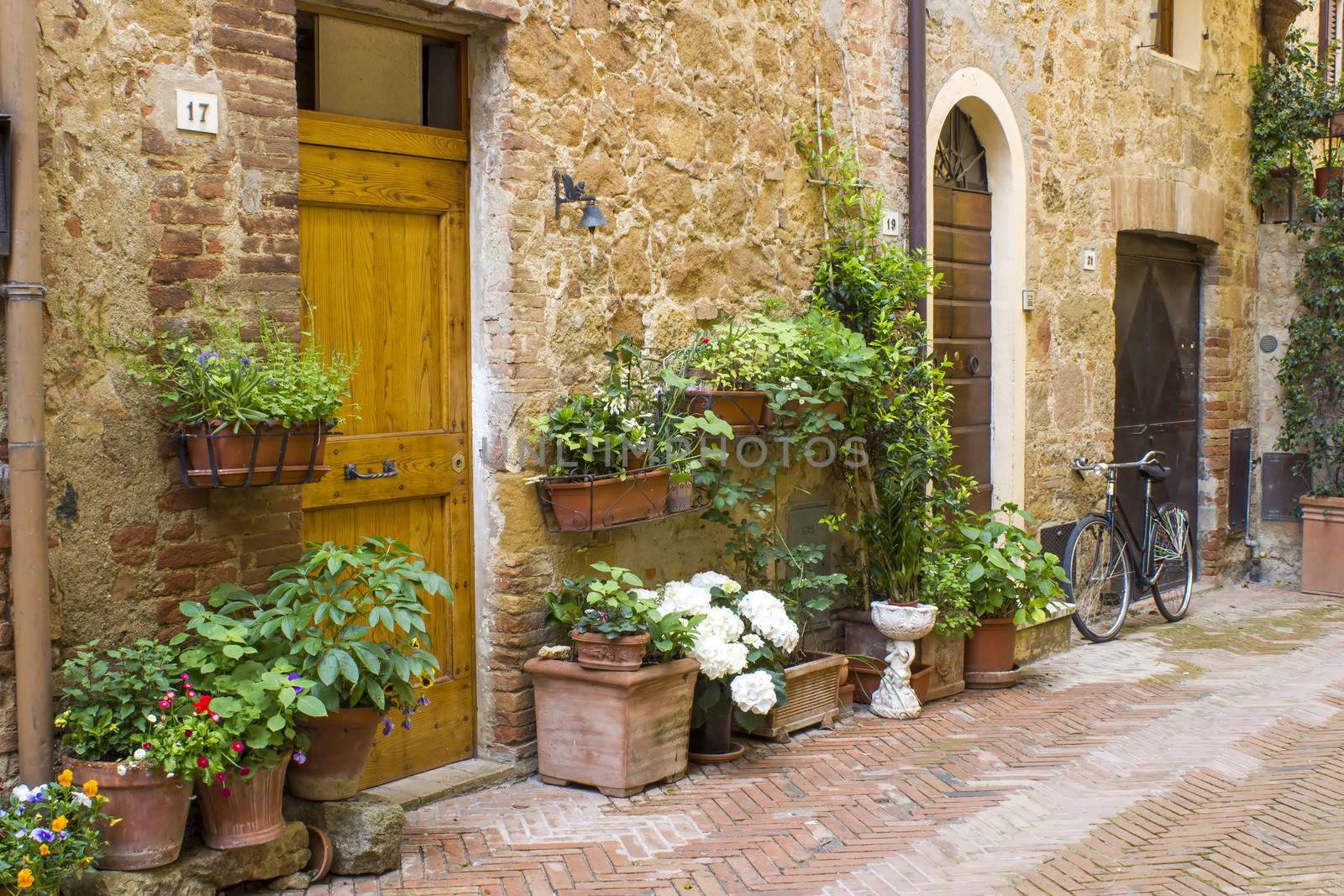 lovely tuscan street, Pienza, Italy
