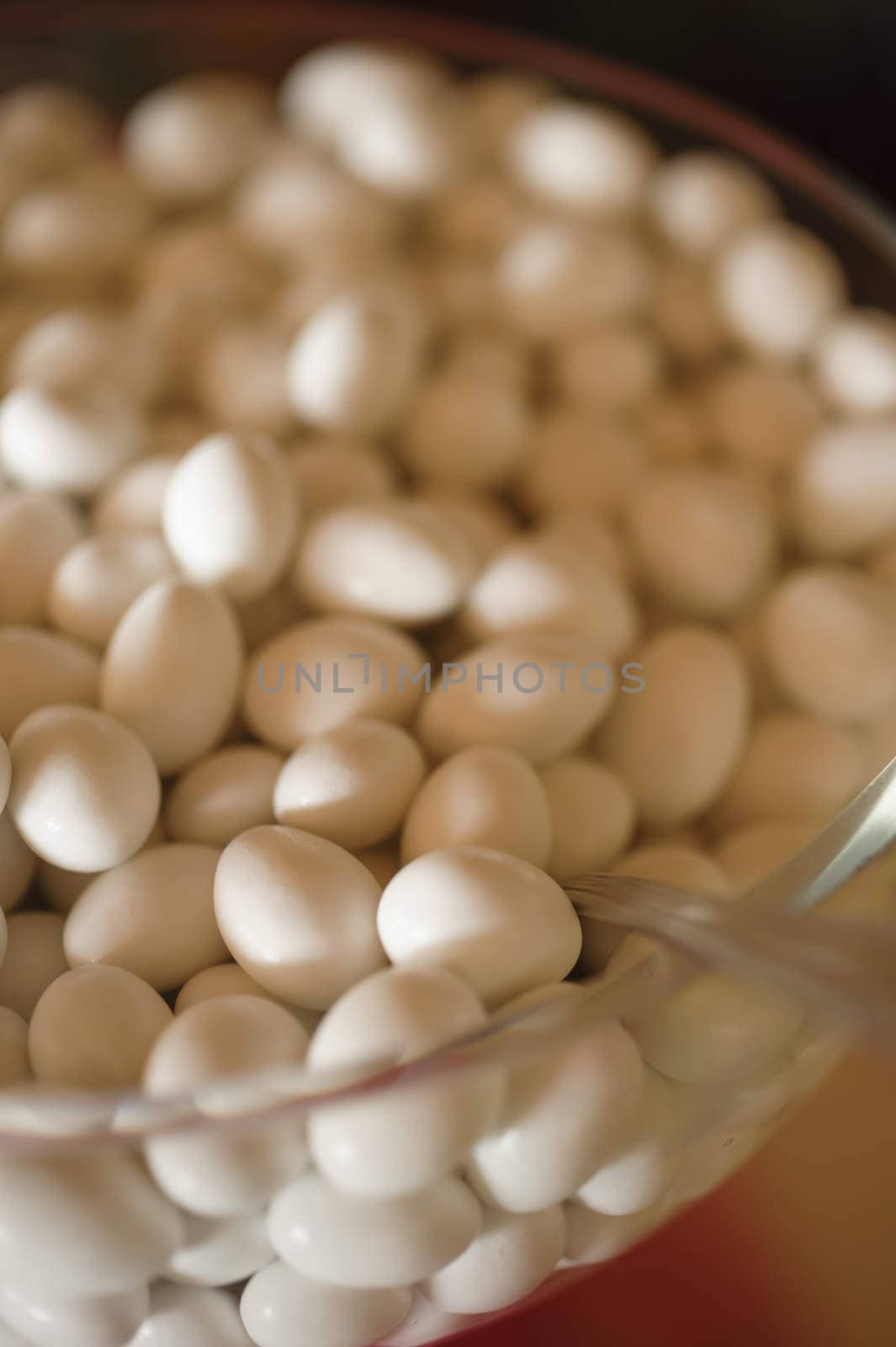 White sugar-covered almond candy for celebrations
