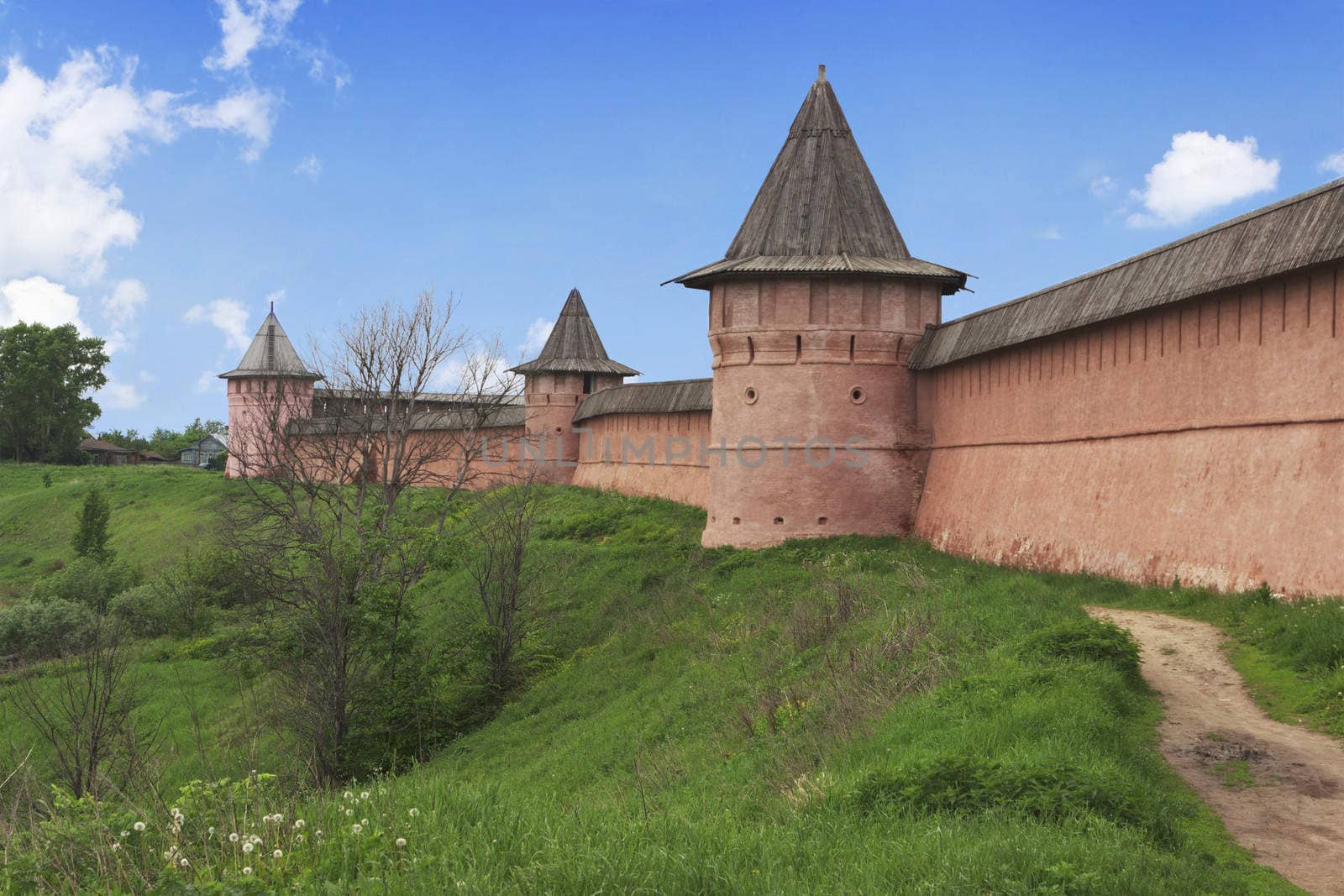 The ancient Kremlin walls in the city of Suzdal