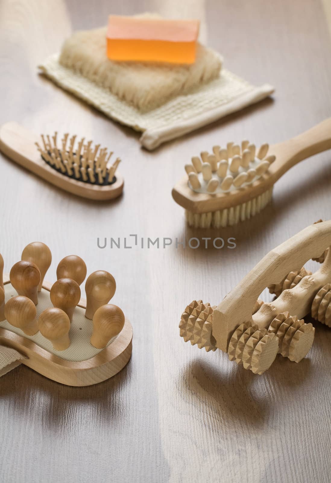 Soap on bast with massager