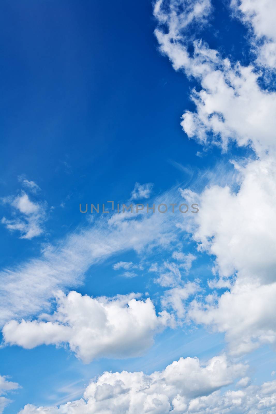 beautiful blue sky with bright white clouds