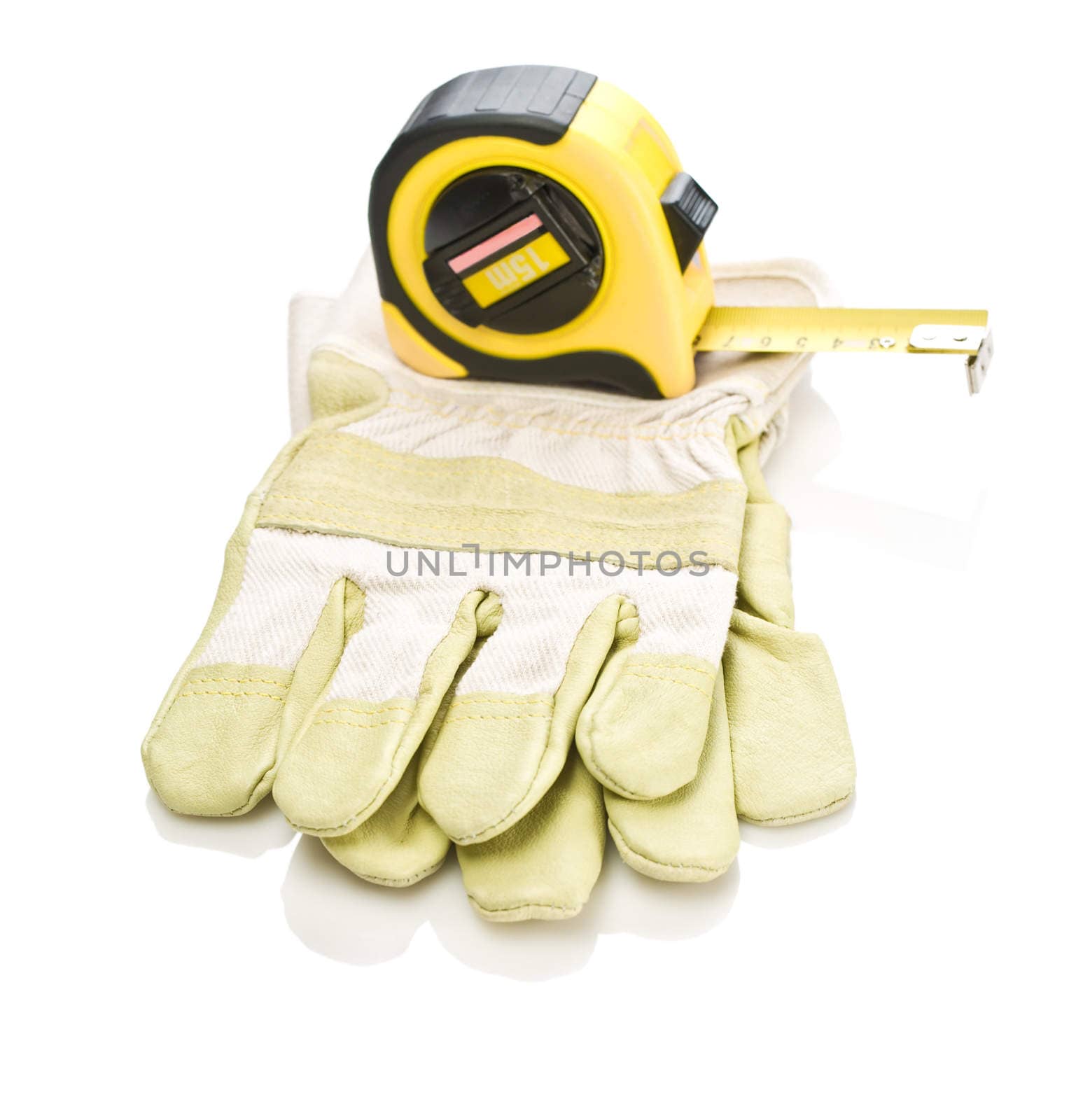 measuring tape on gloves
