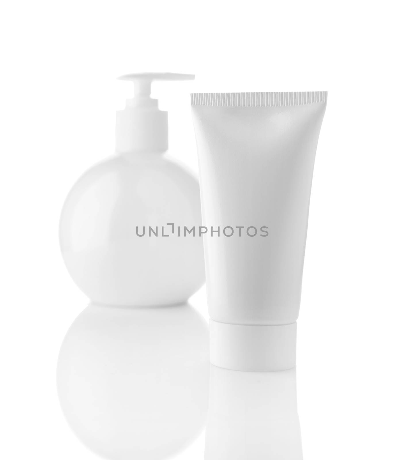 white blank tube and round bottle