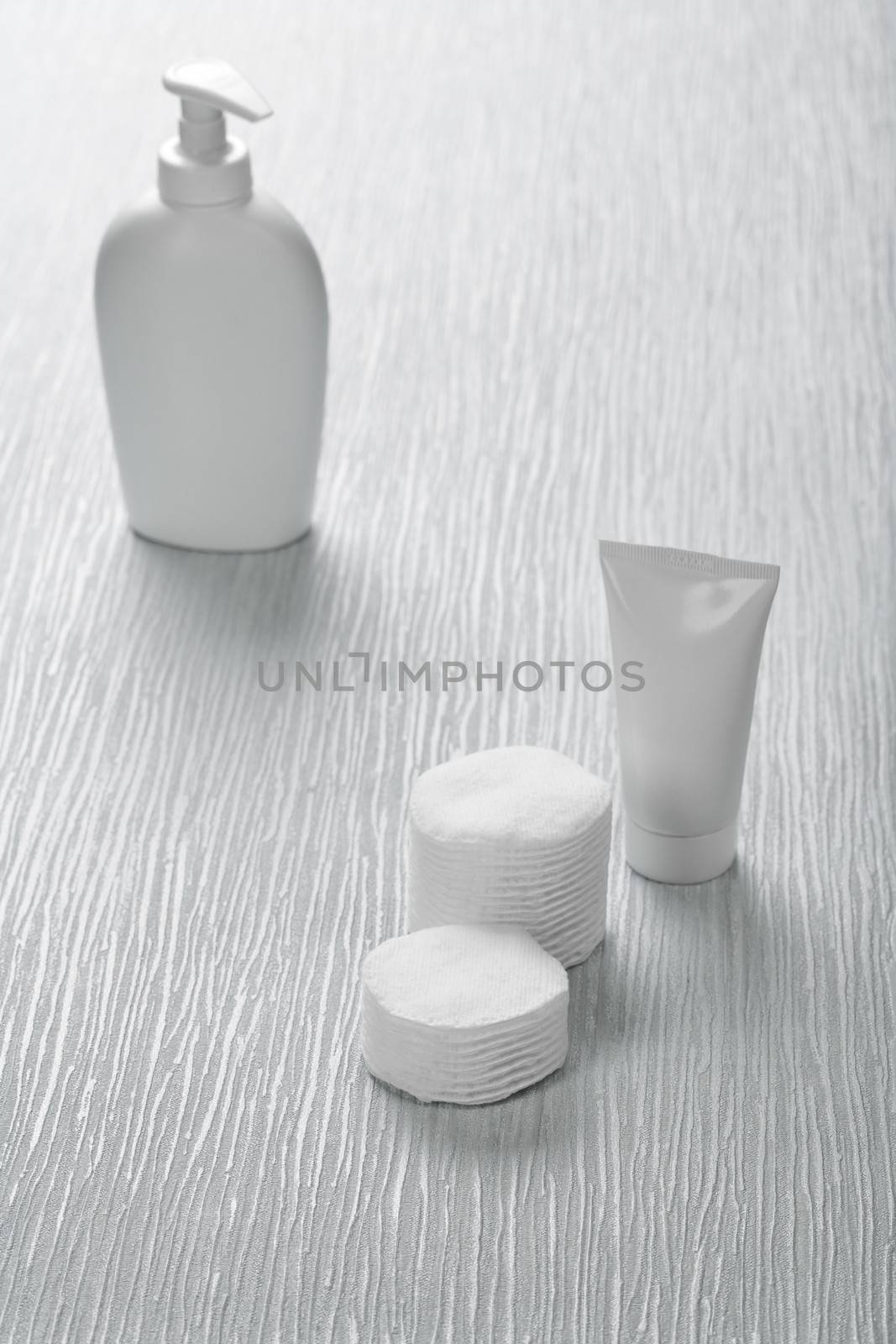 white objects on blue background