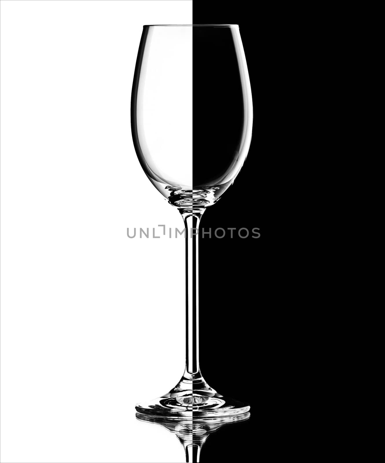 wineglass on a black and white background