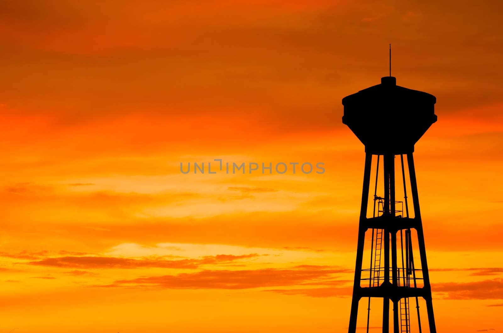 silhouette of water supply tank tower