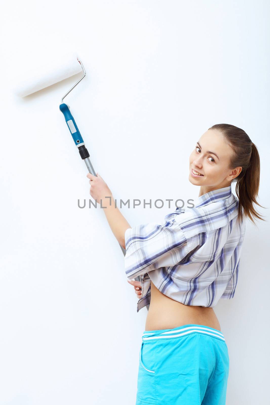 Woman with paint brushes by sergey_nivens