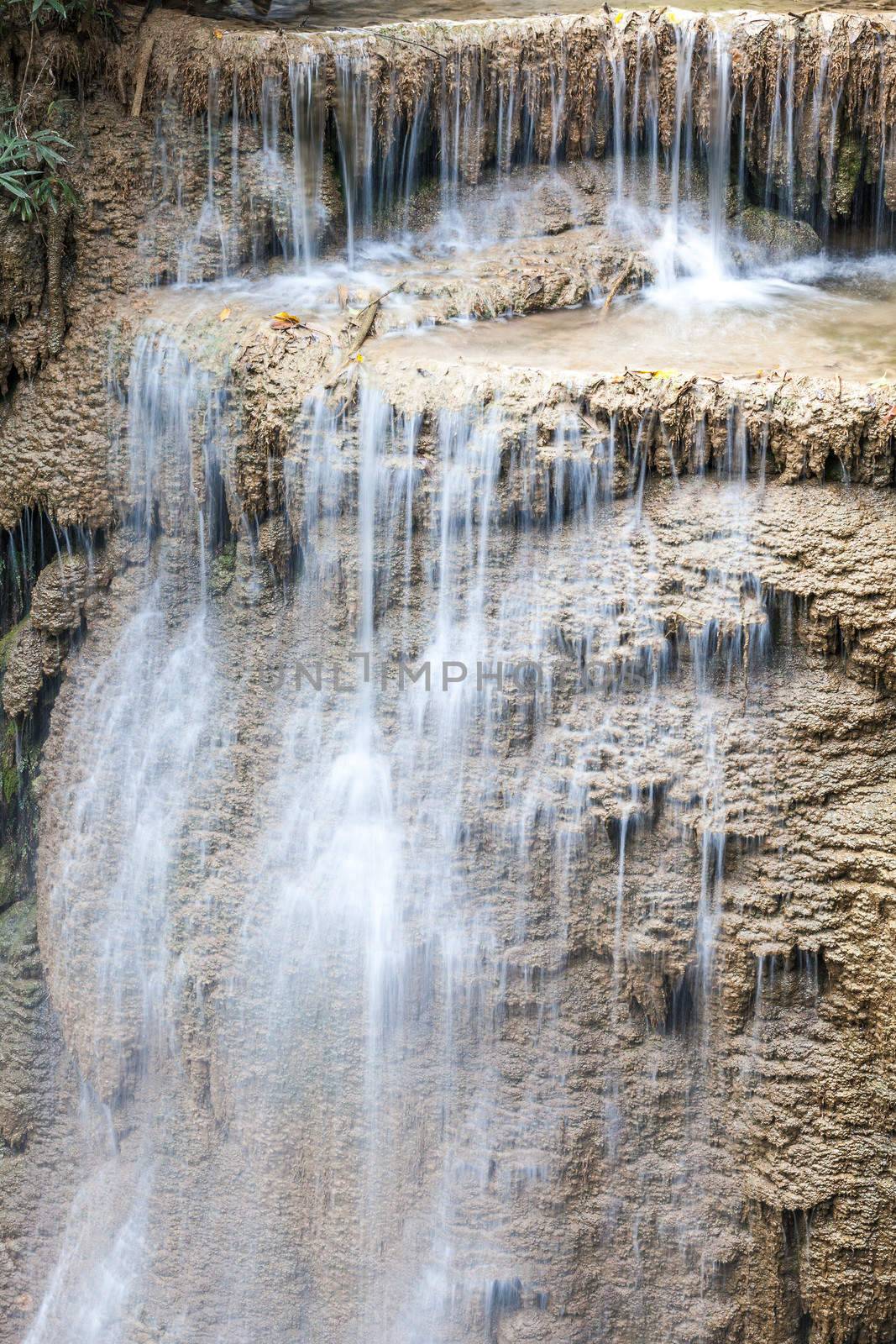 Beautiful Waterfall in Srinakarin Dam National Park , Kanchanaburi Province , Thailand