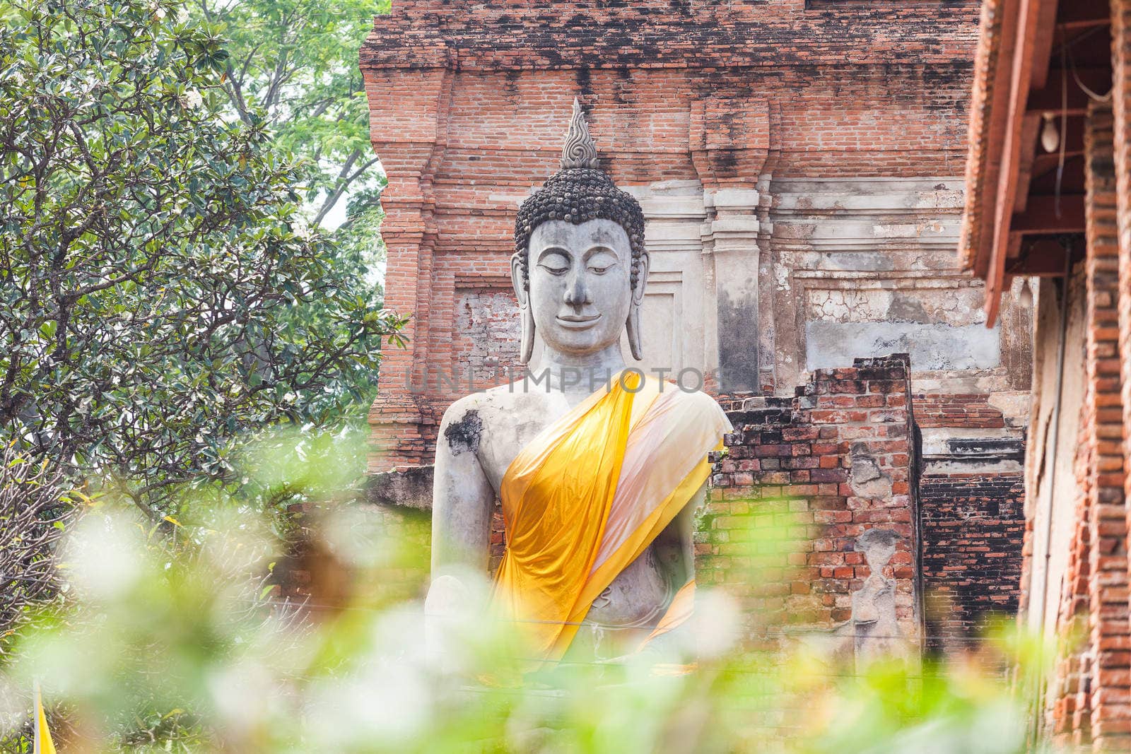 Buddha statues at the temple of Wat Yai Chai Mongkol in Ayutthaya near Bangkok, Thailand