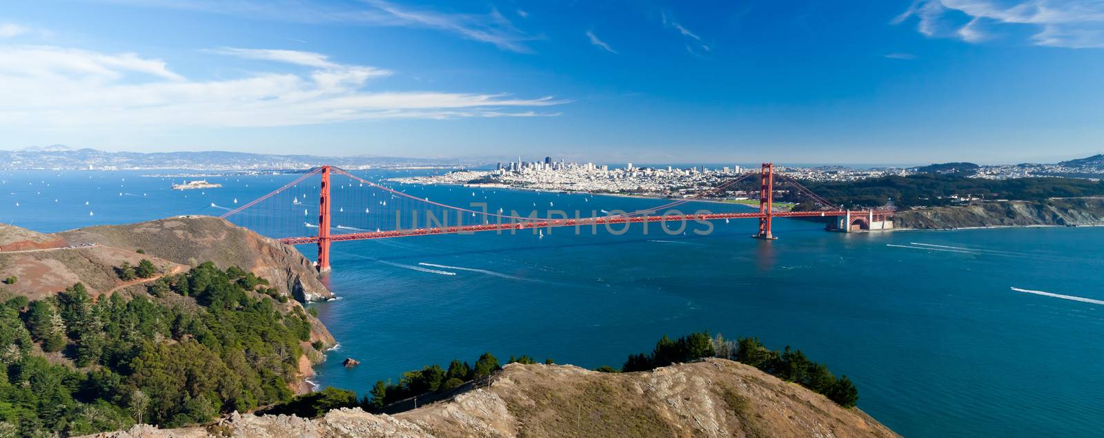 San Francisco Panorama w the Golden Gate bridge by hanusst
