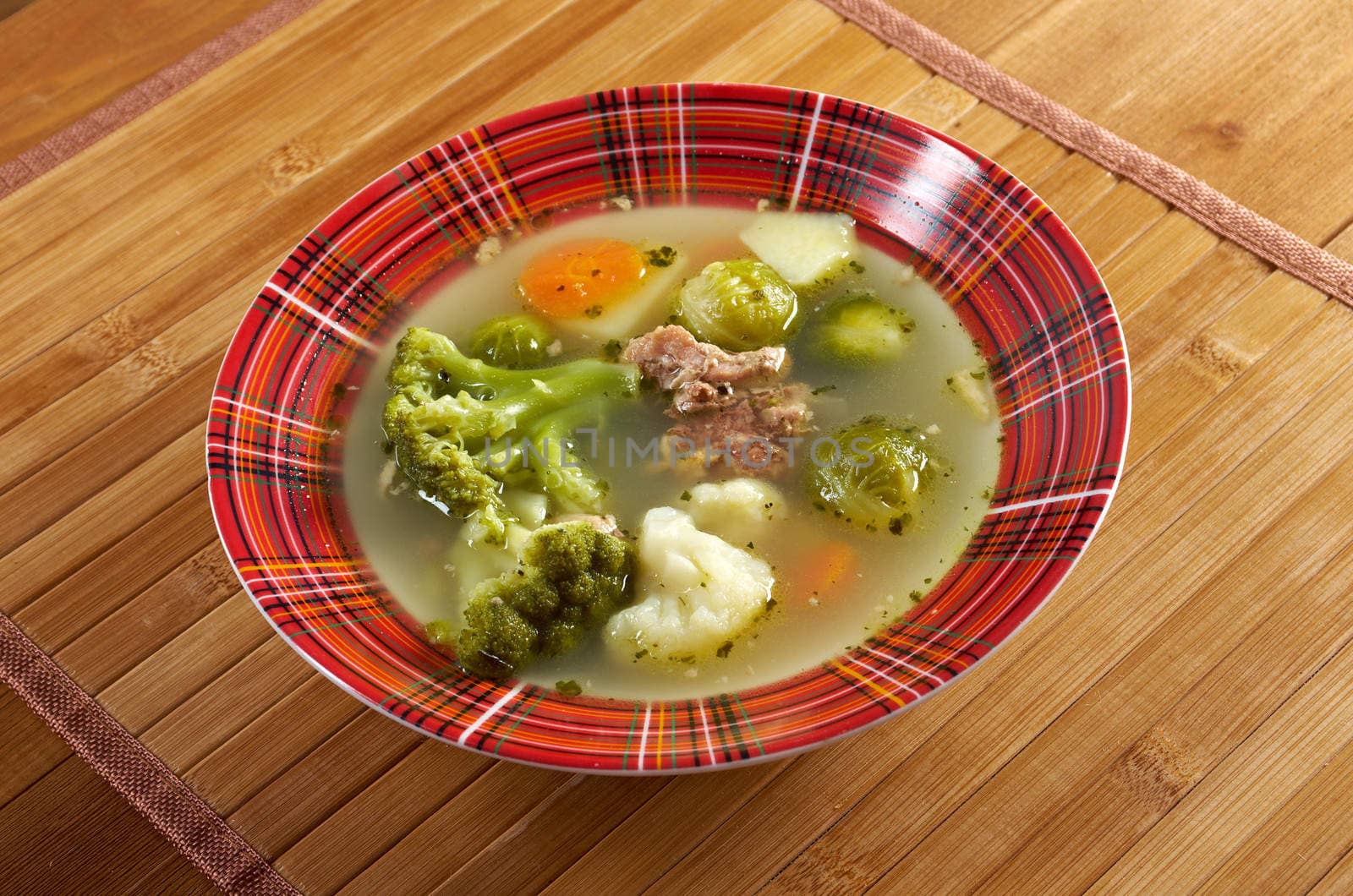 italian  farm-style country vegetables  soup with broccoli 