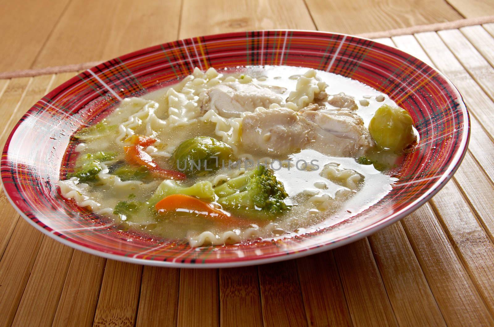 Chicken soup with noodle and vegetables by Fanfo