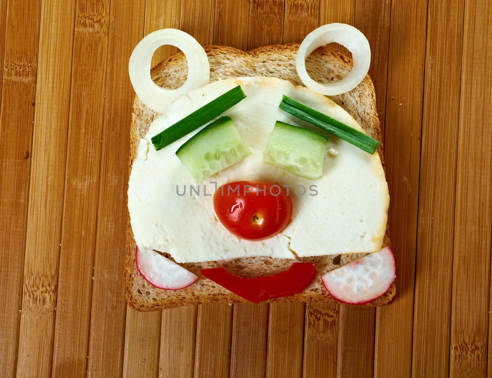 funny sandwich . breakfast for child