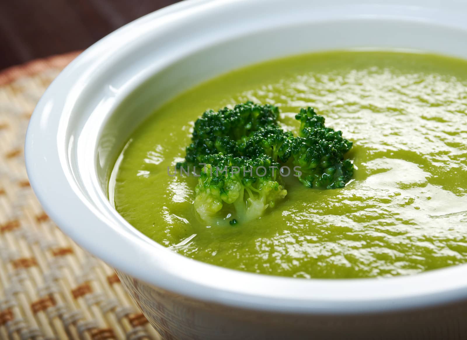 Creamy soup with broccoli.closeup