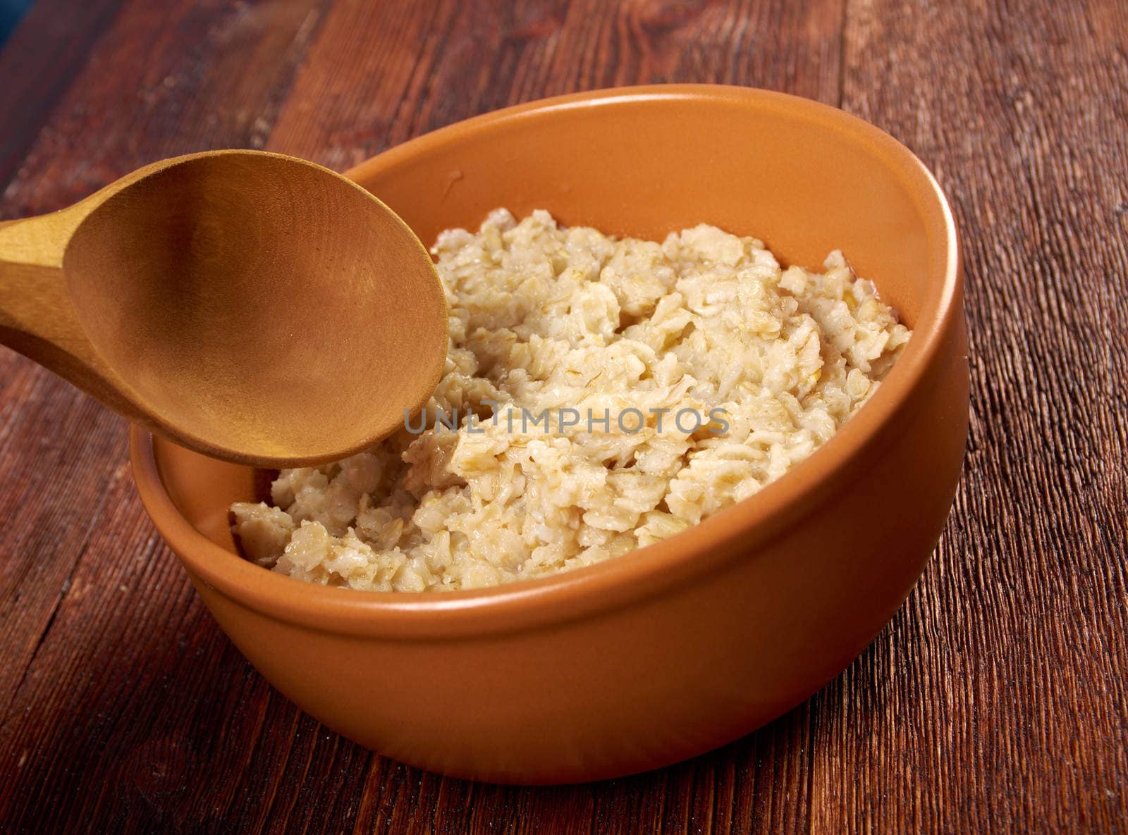  bowl with fresh porridge.farm-style 