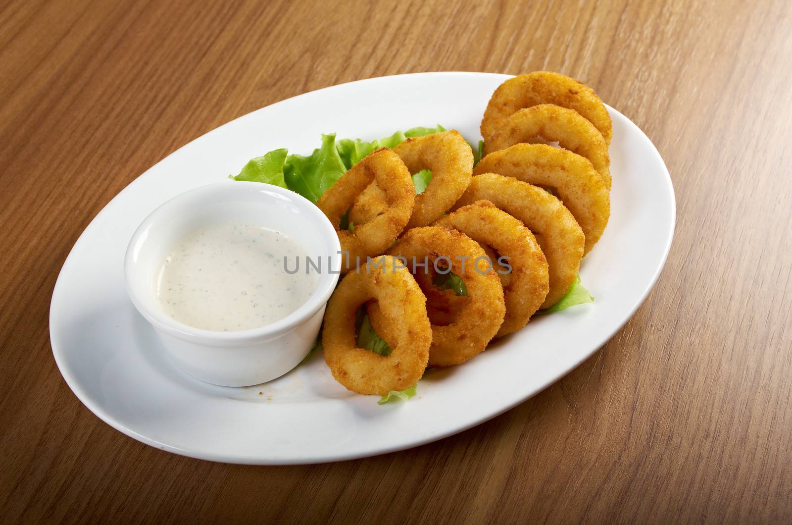 Onion Rings Breaded and Deep Fried Until Crispy
