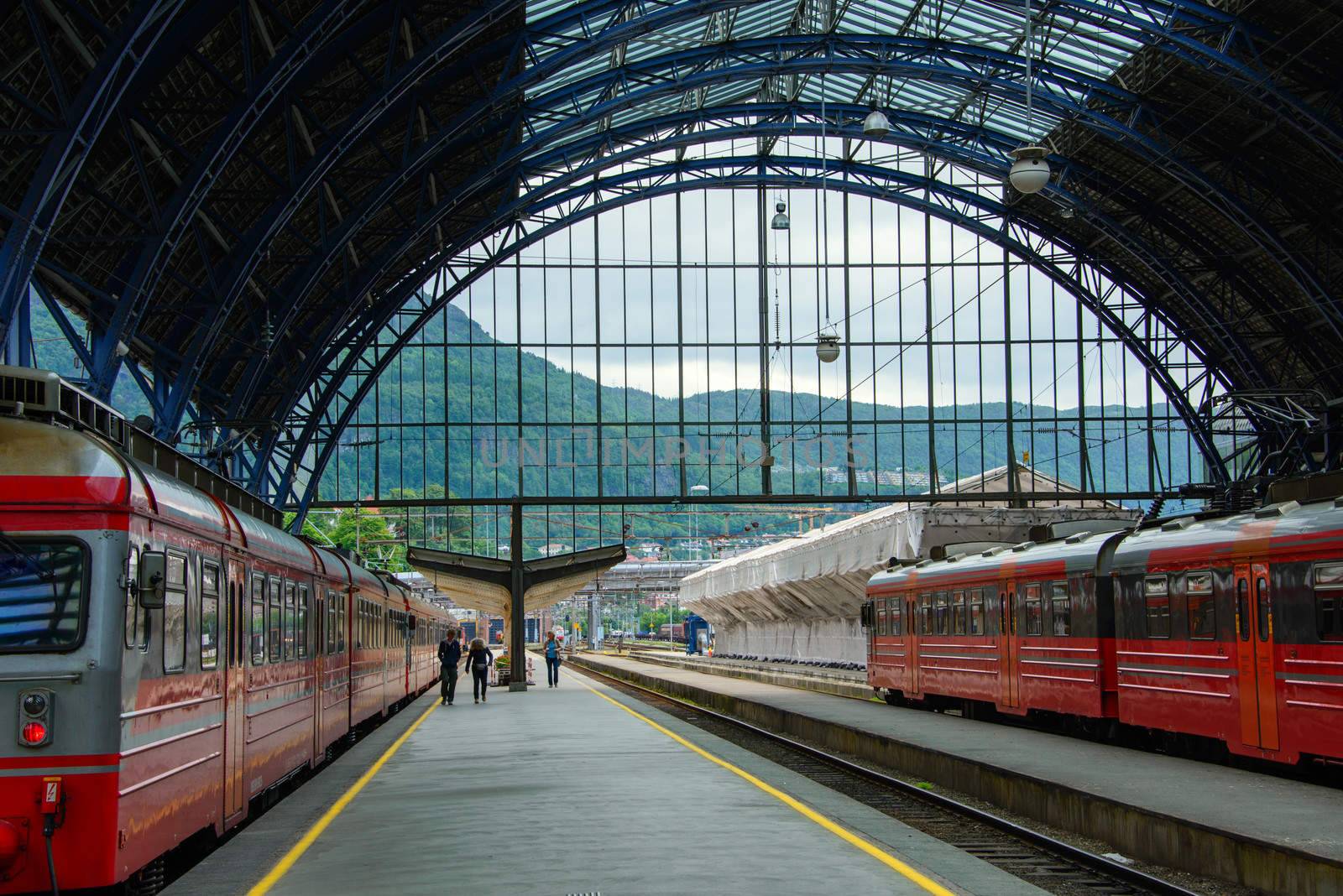 Railway station in Bergen city Norway by GryT