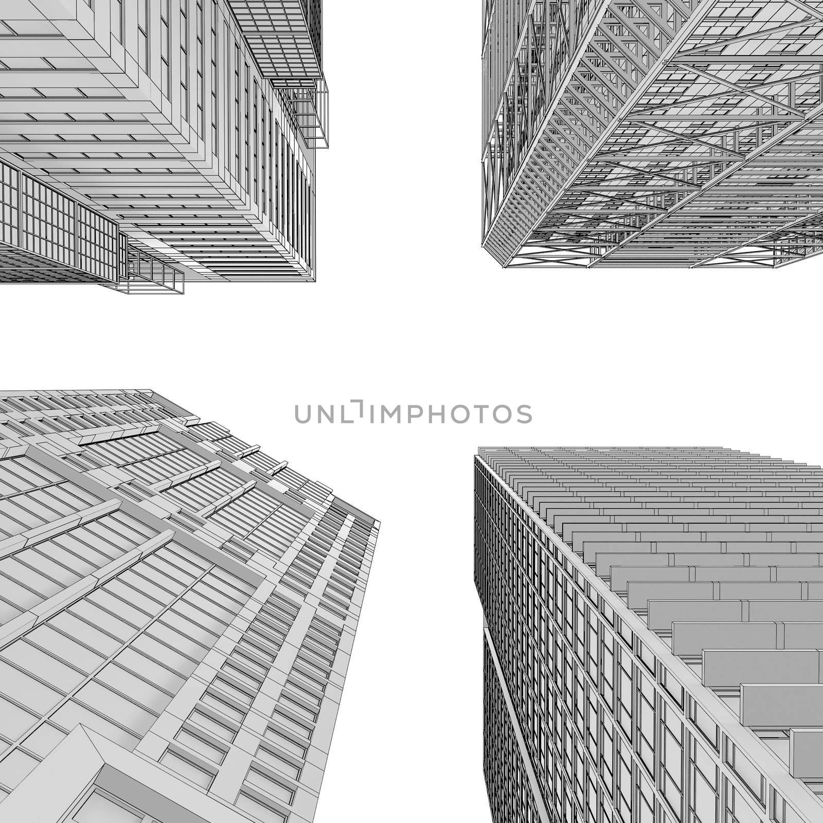 Skyscraper rendering in lines by cherezoff