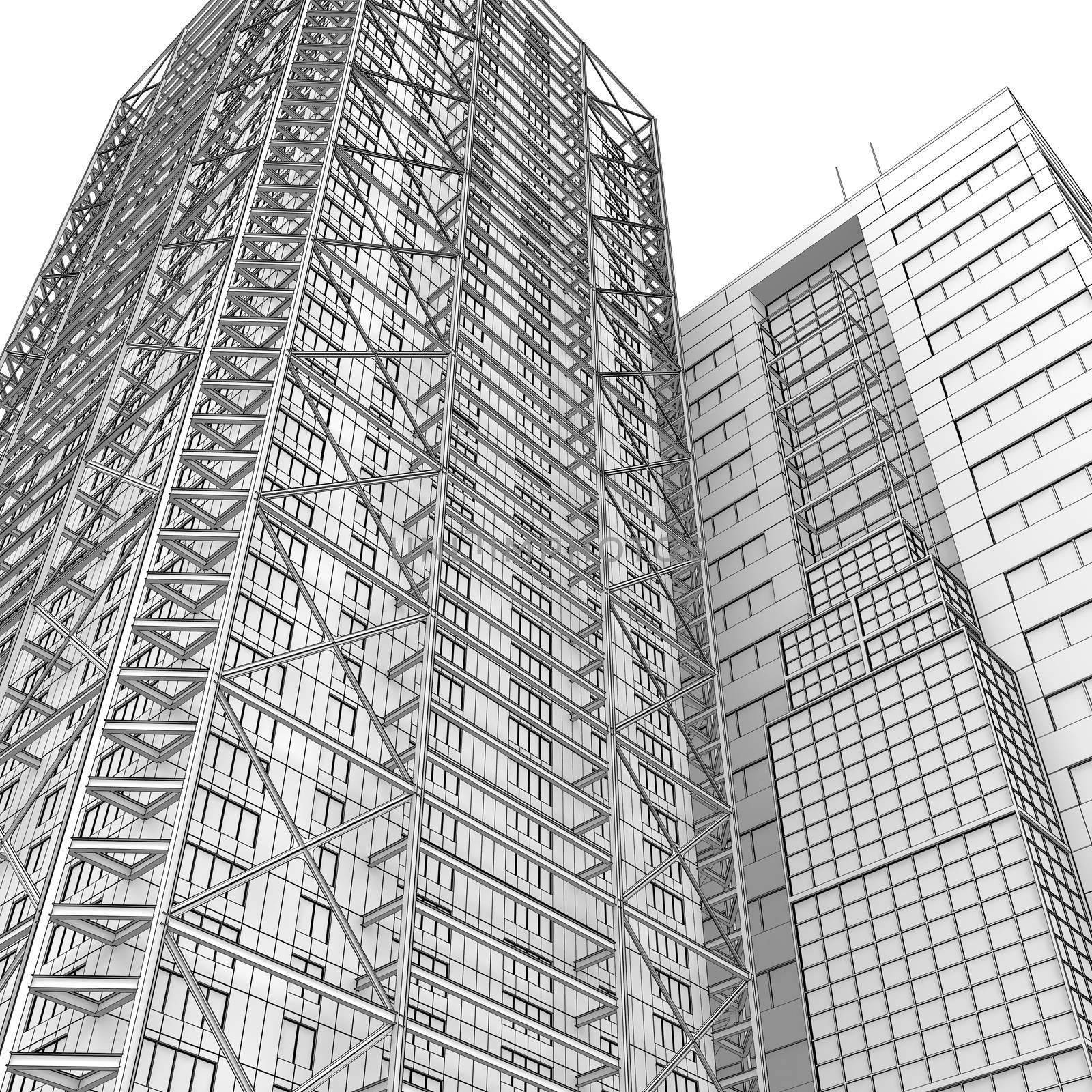 Skyscraper rendering in lines by cherezoff