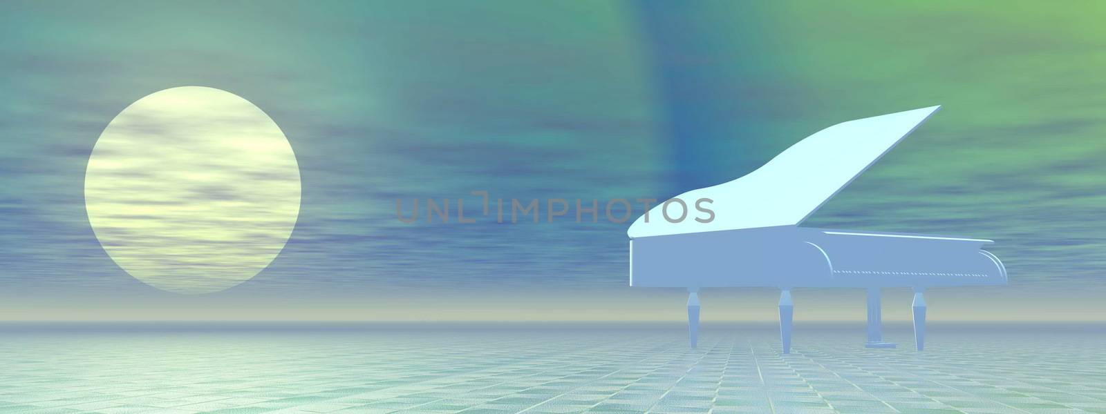 Piano by night - 3D render by Elenaphotos21