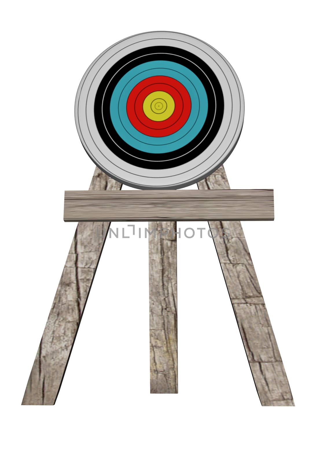 Target sample standing on wood feet on white background