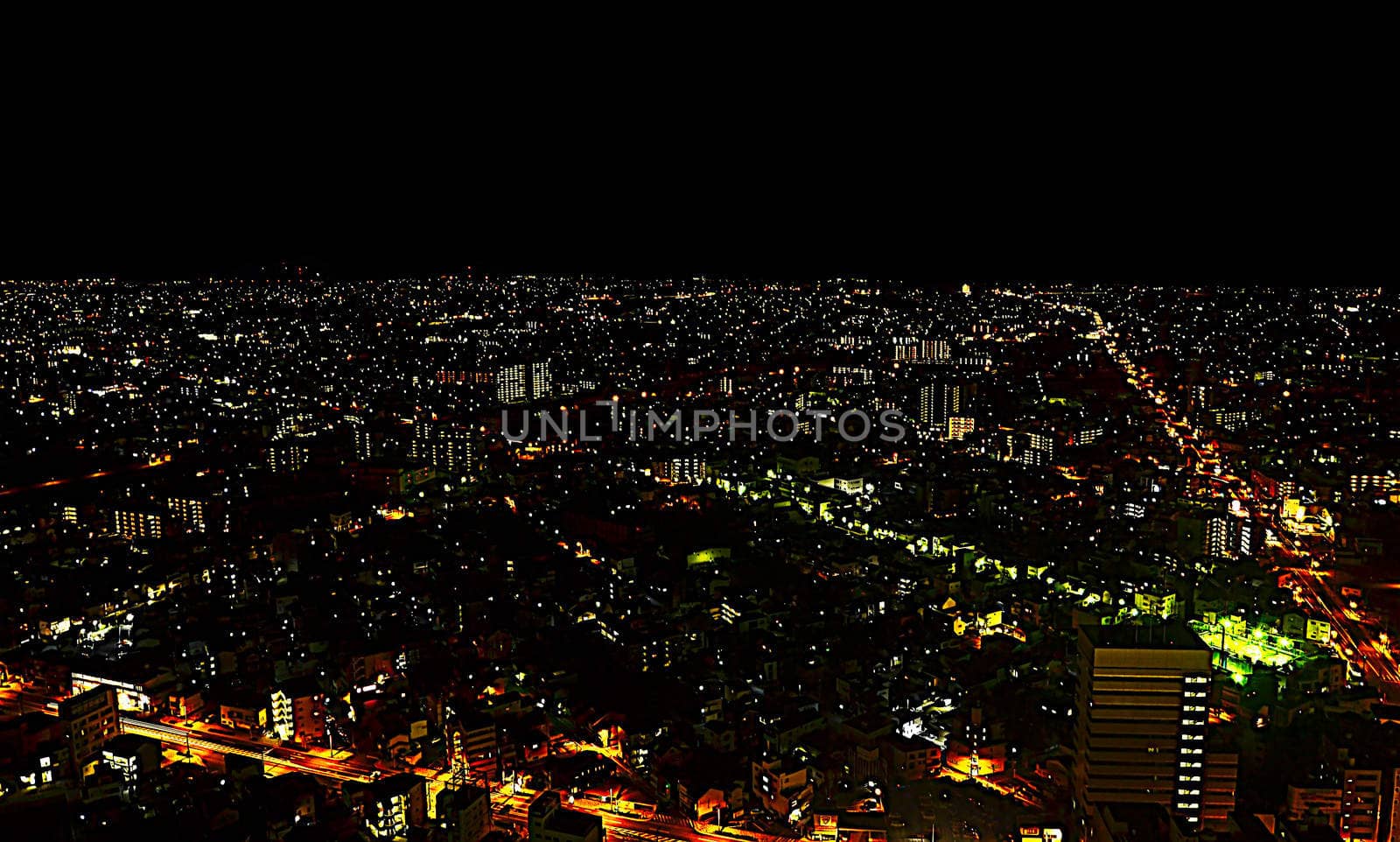 city skyline at night by raweenuttapong