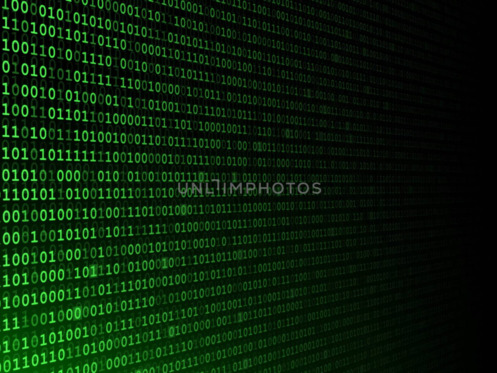 Green binary computer code fading to the right
