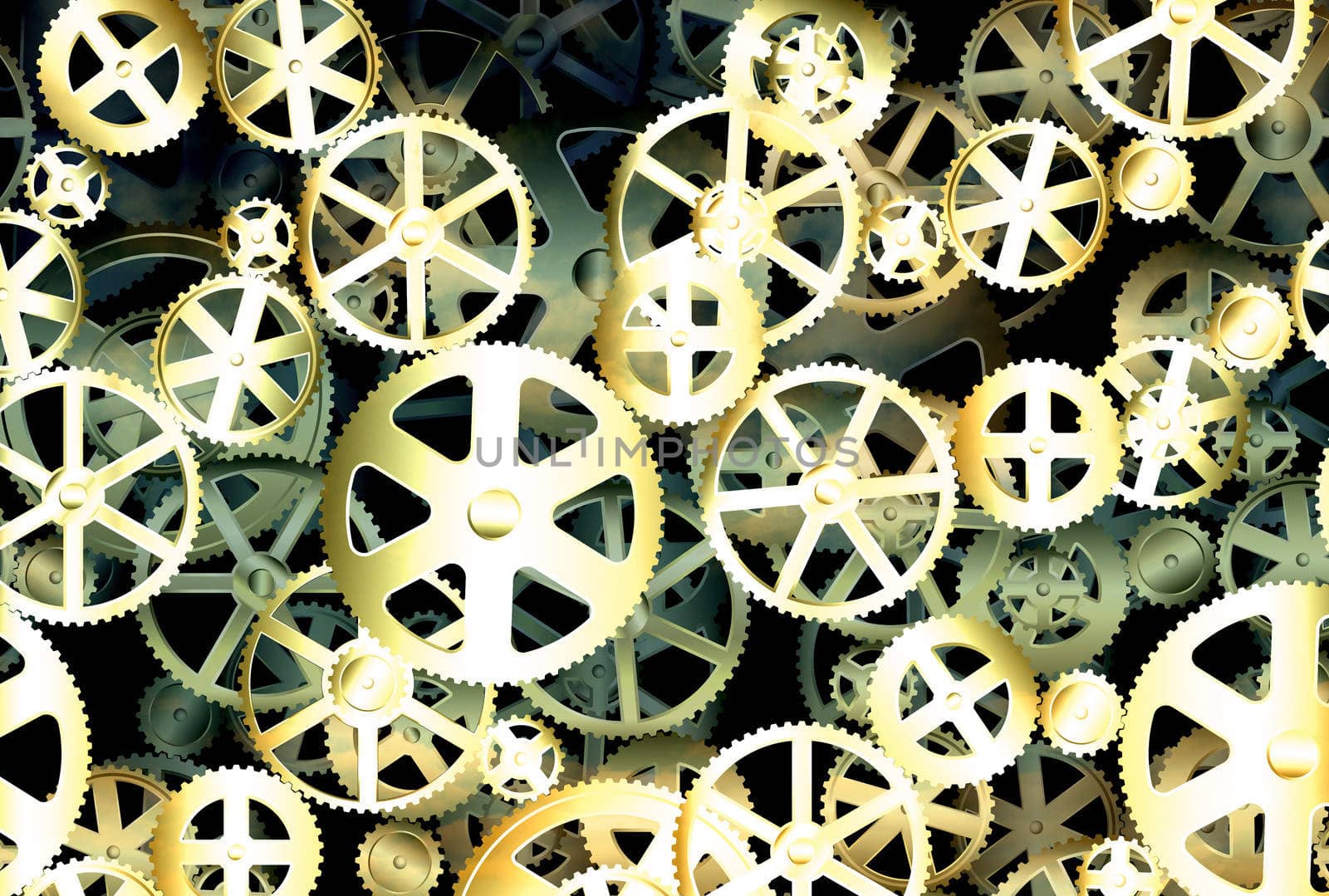 Dirty old gear wheels industrial background illustration

