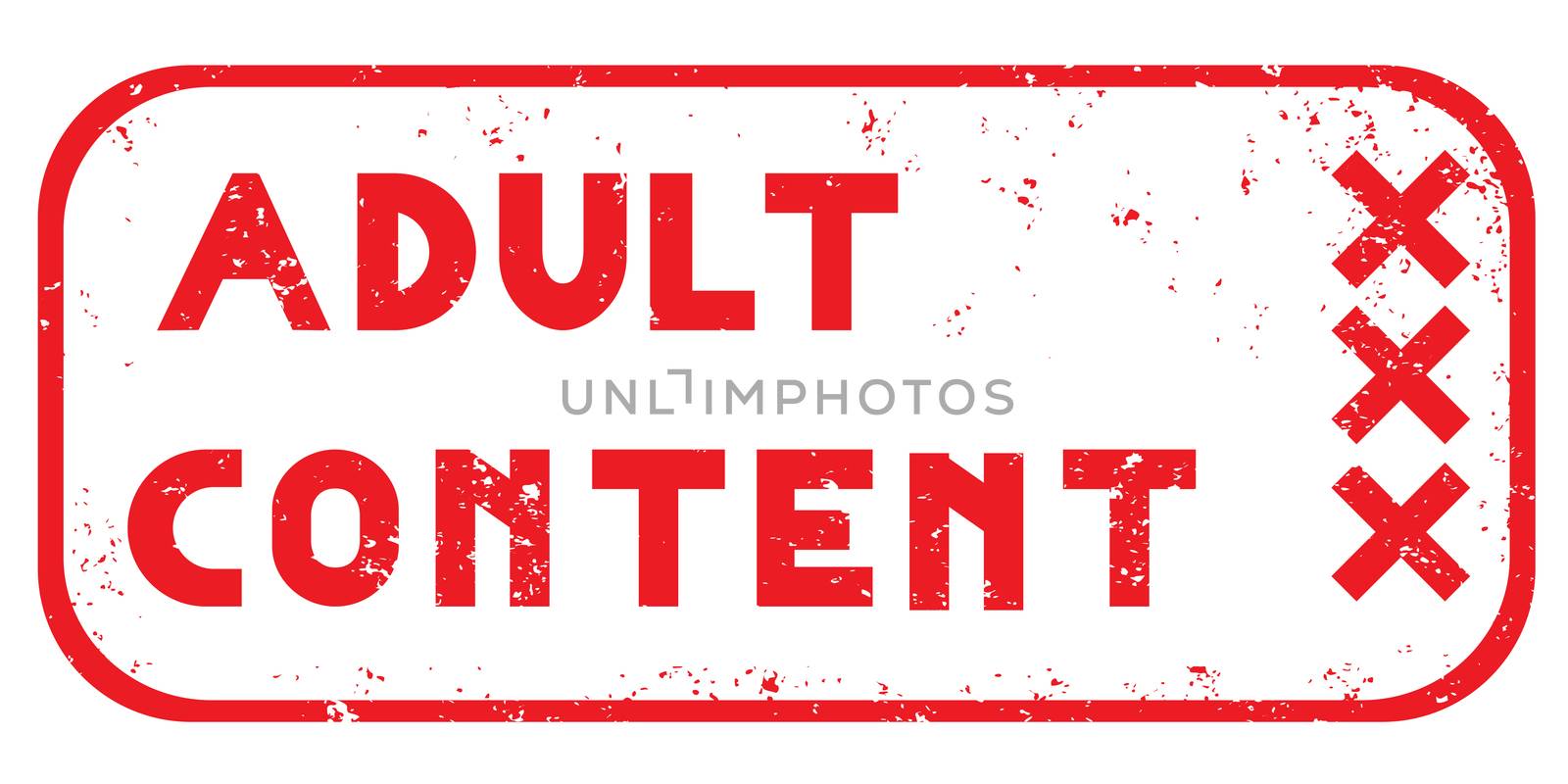 Adult content scratched stamp isolated on white