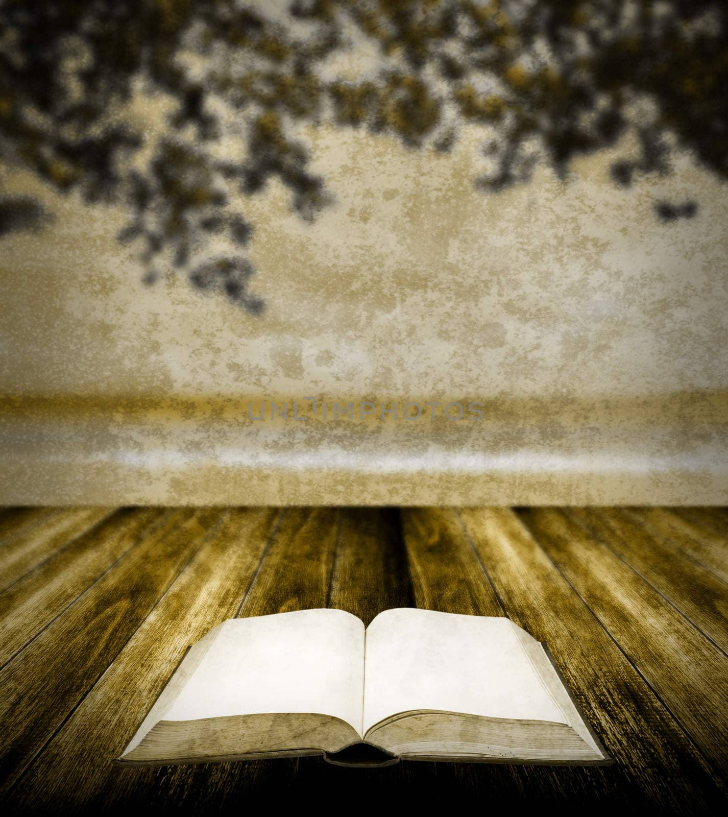 Read book on wooden table in retro style, Nostalgia concept by pixbox77
