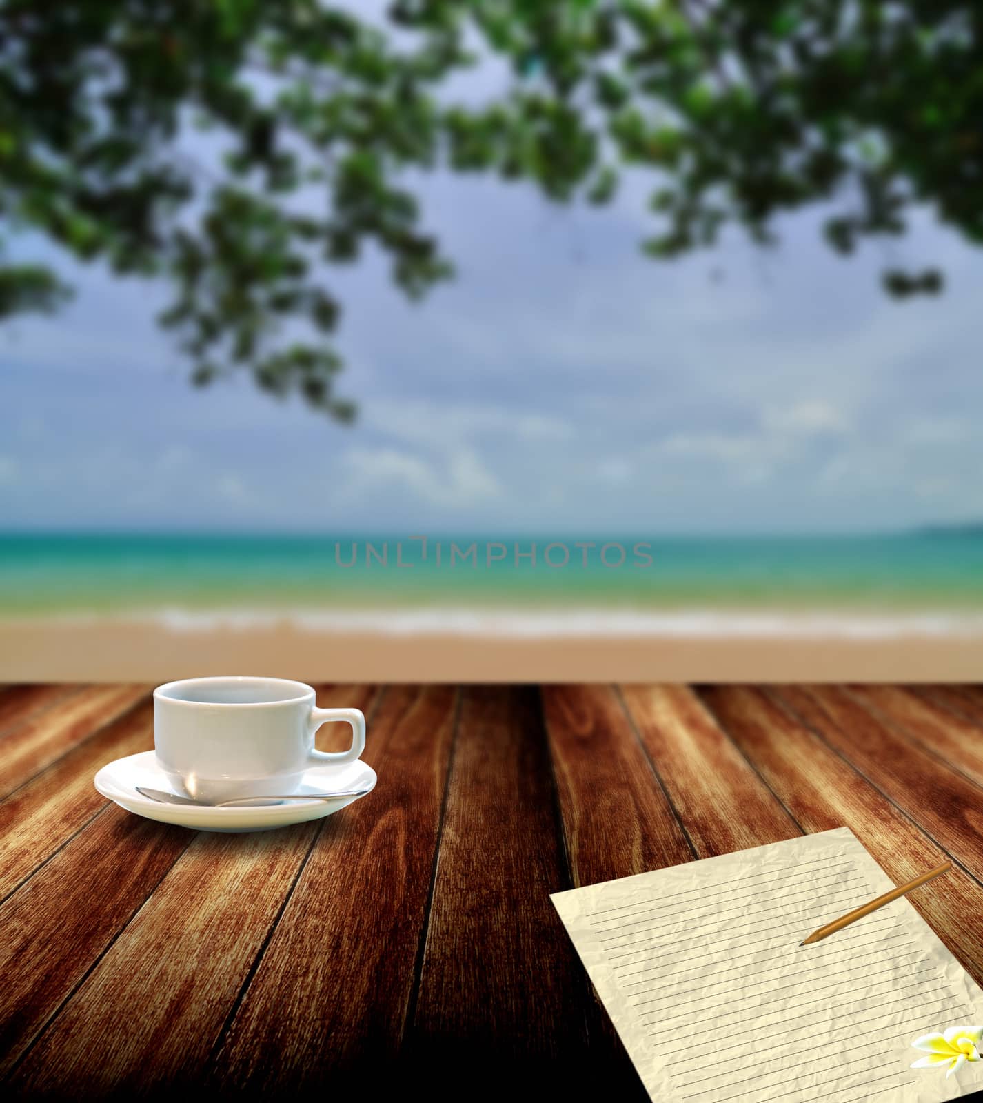 Relax with coffee and write letter, Vacation concept by pixbox77