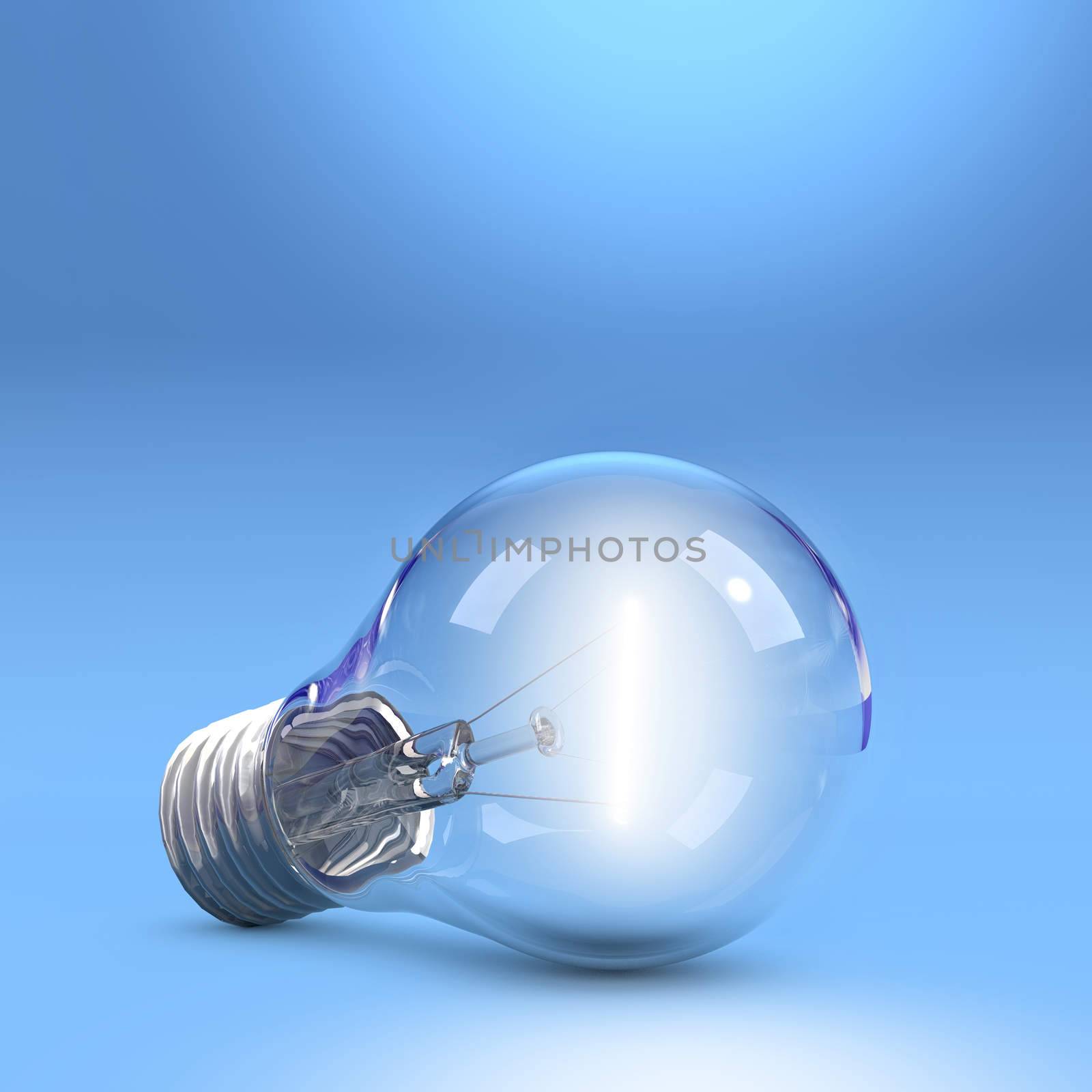 Incandescent light bulb on floor