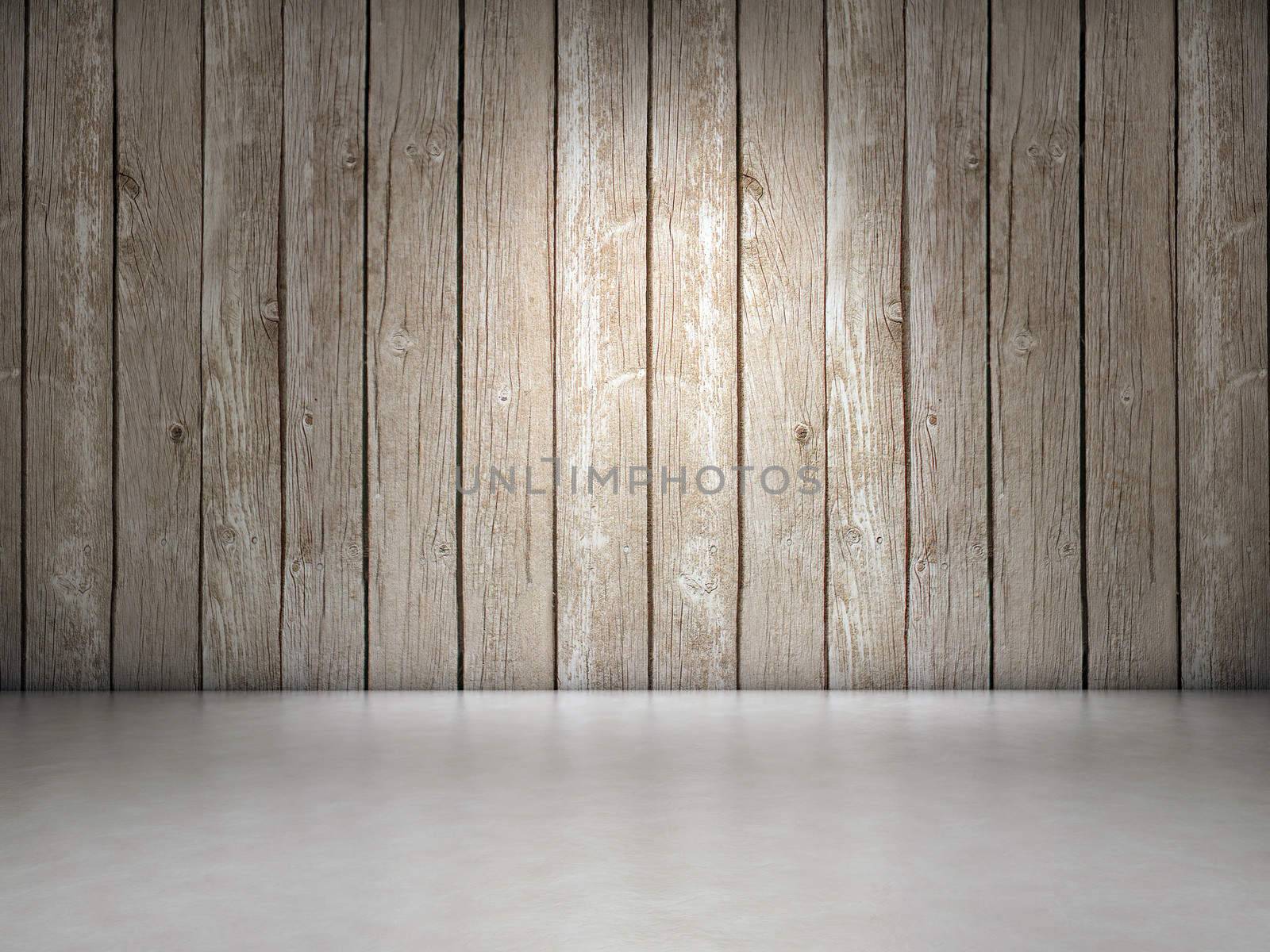 Wood wall and ceramic floor background