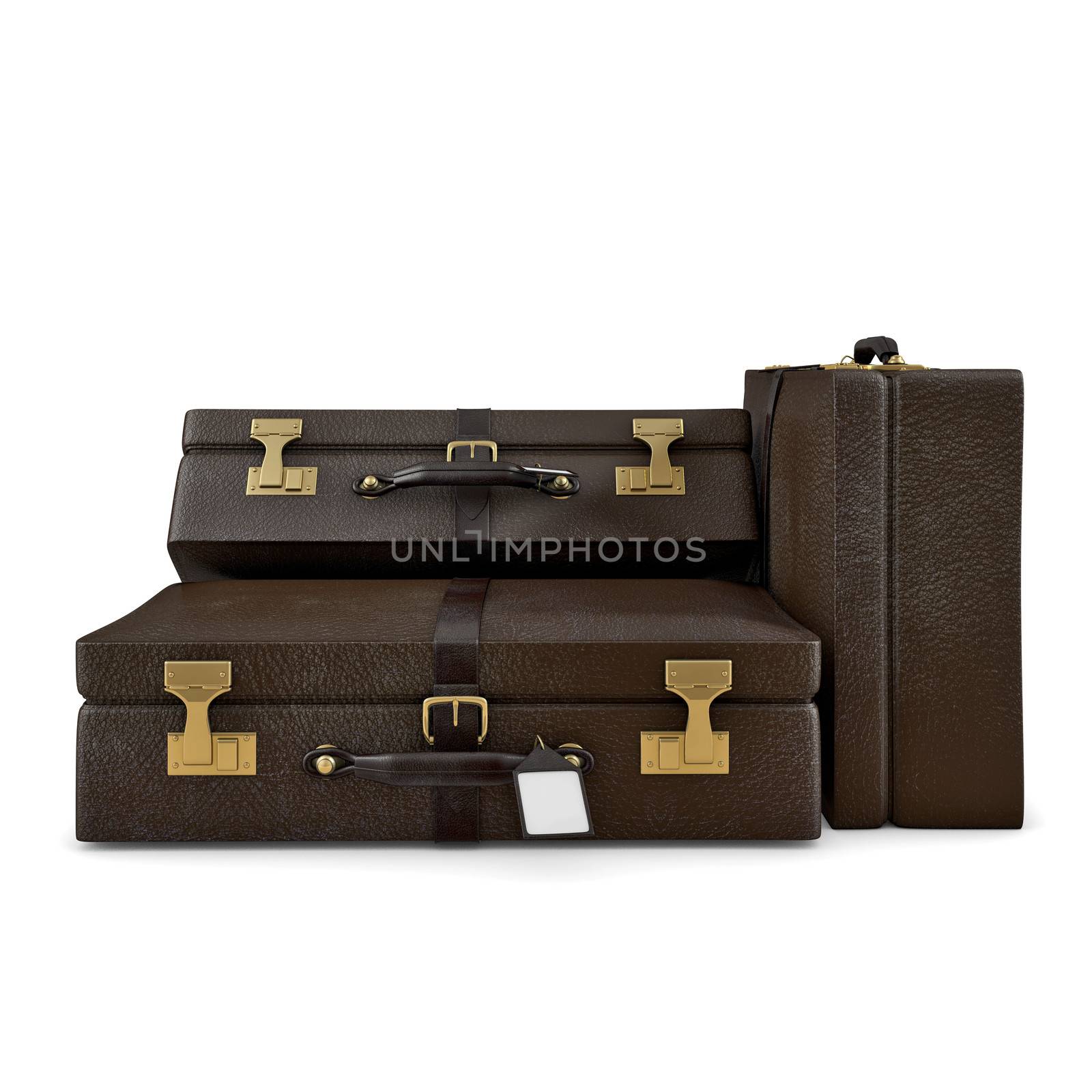 Three suitcases isolated on white background