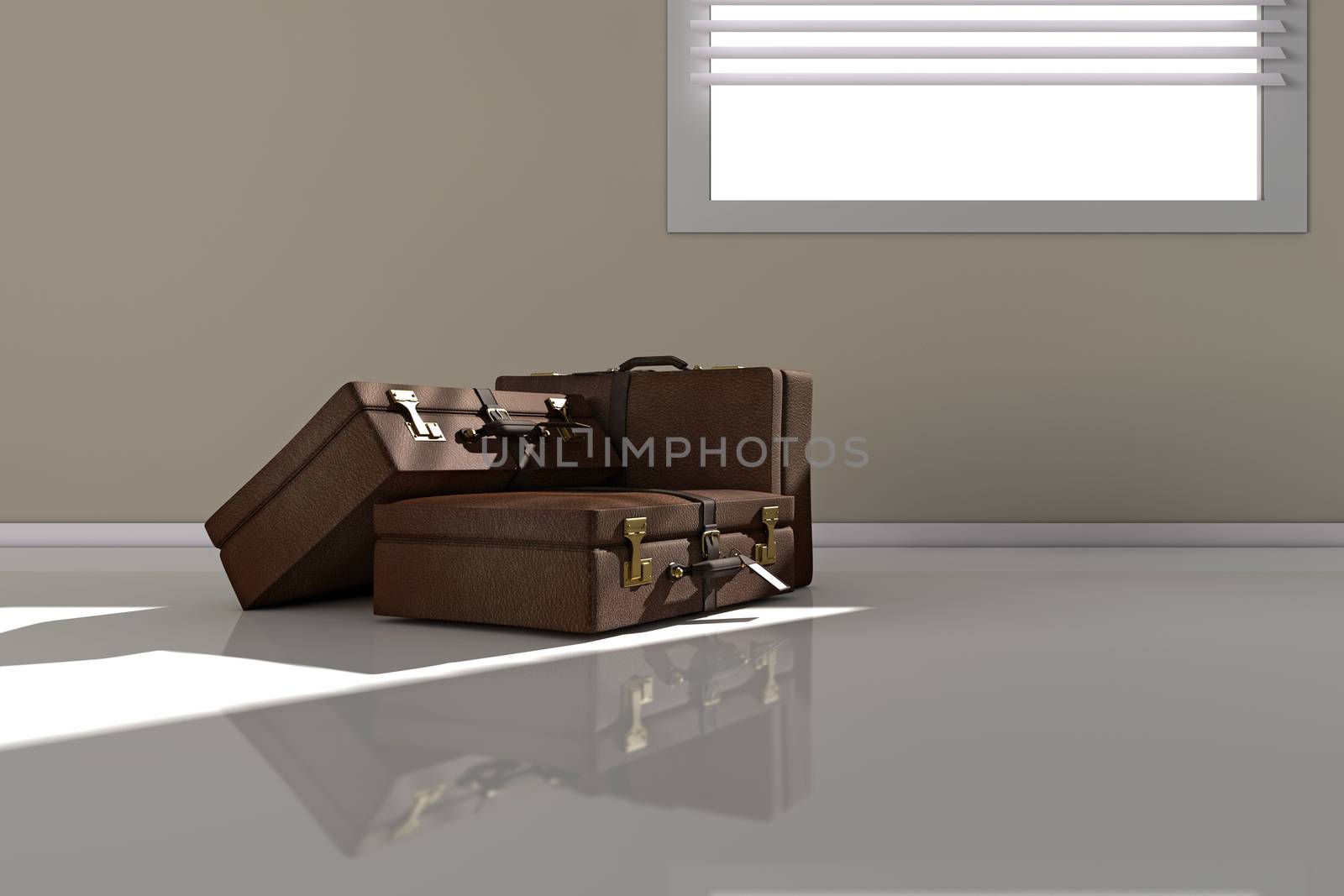 Suitcases near window by dynamicfoto
