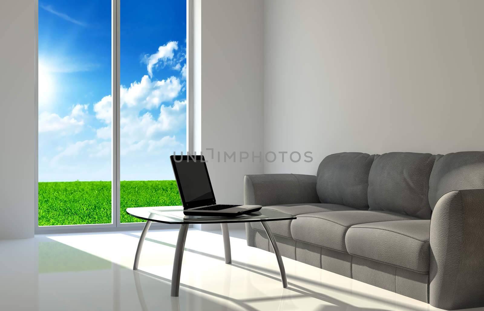 Notebook on a quiet room and clean weather background