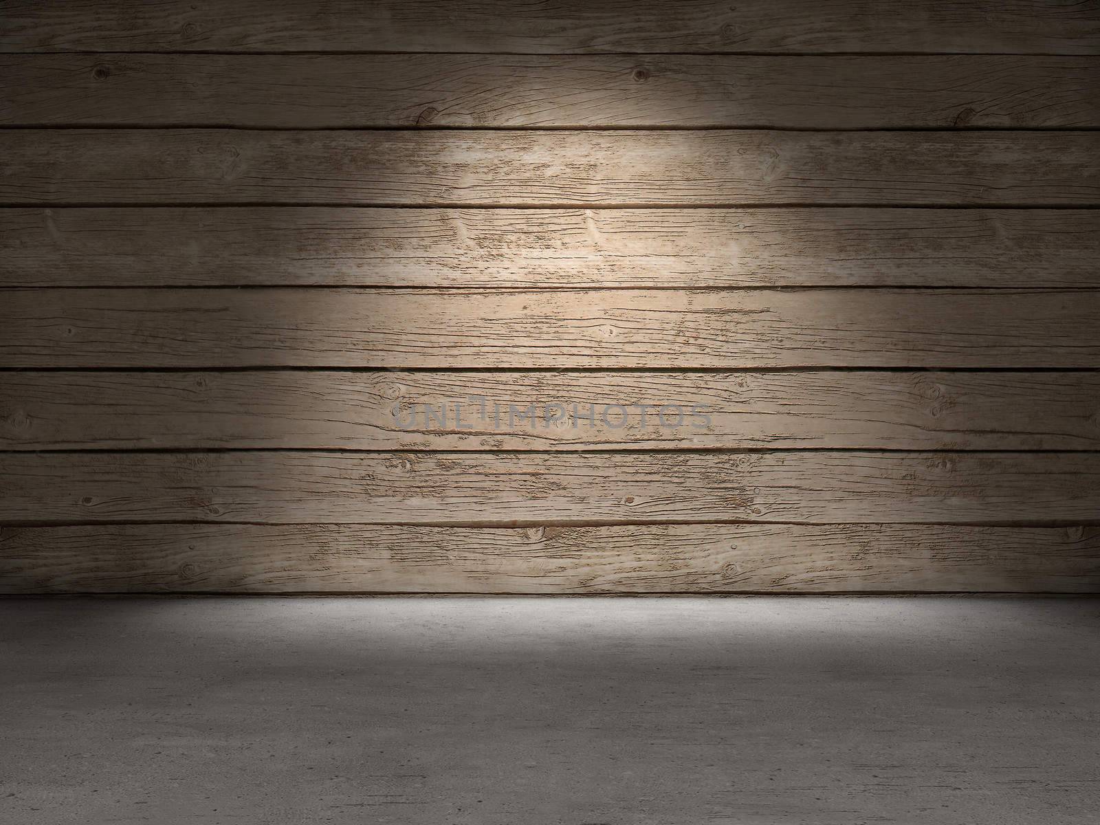 Wood wall concrete floor by dynamicfoto