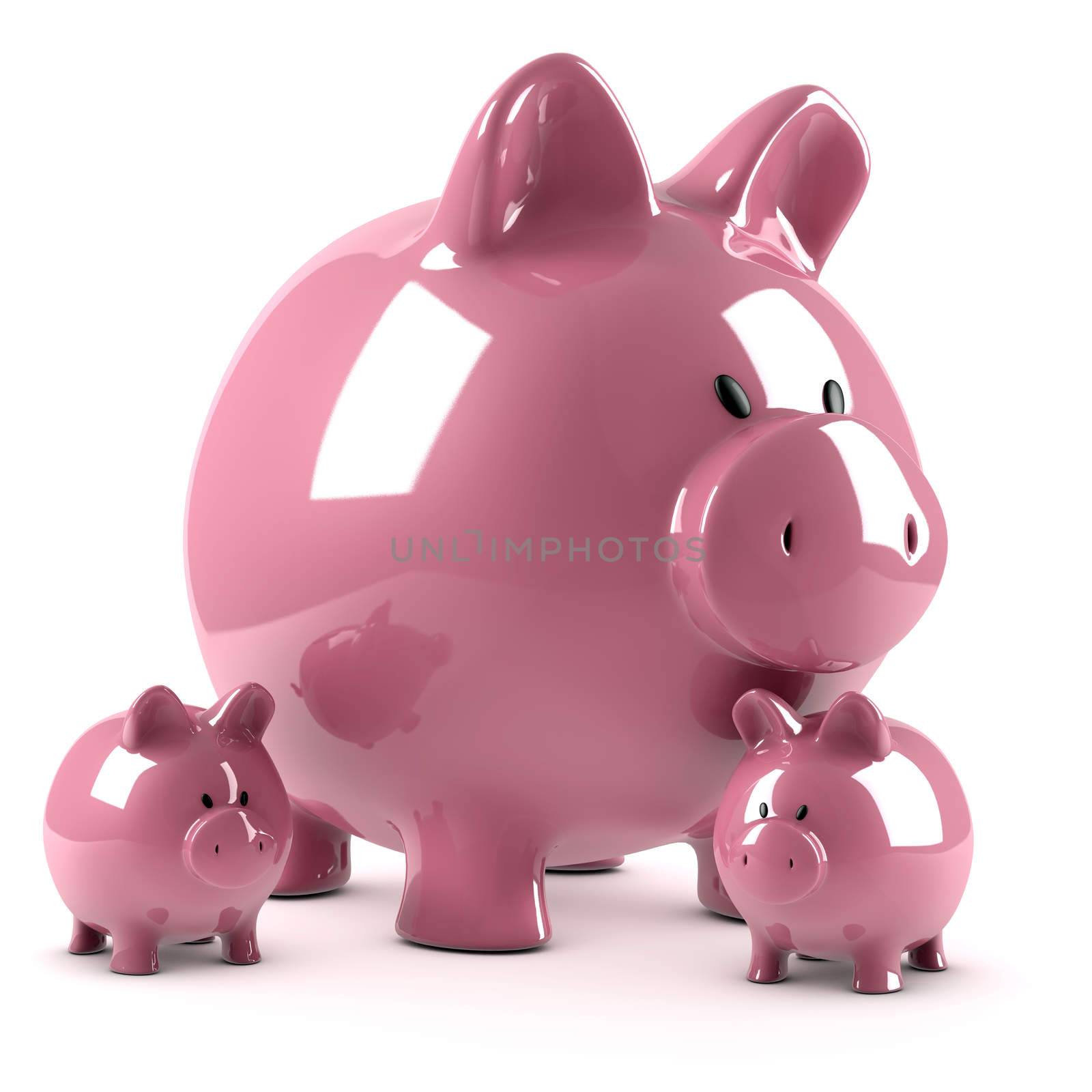 Piggy bank and two smaller ones