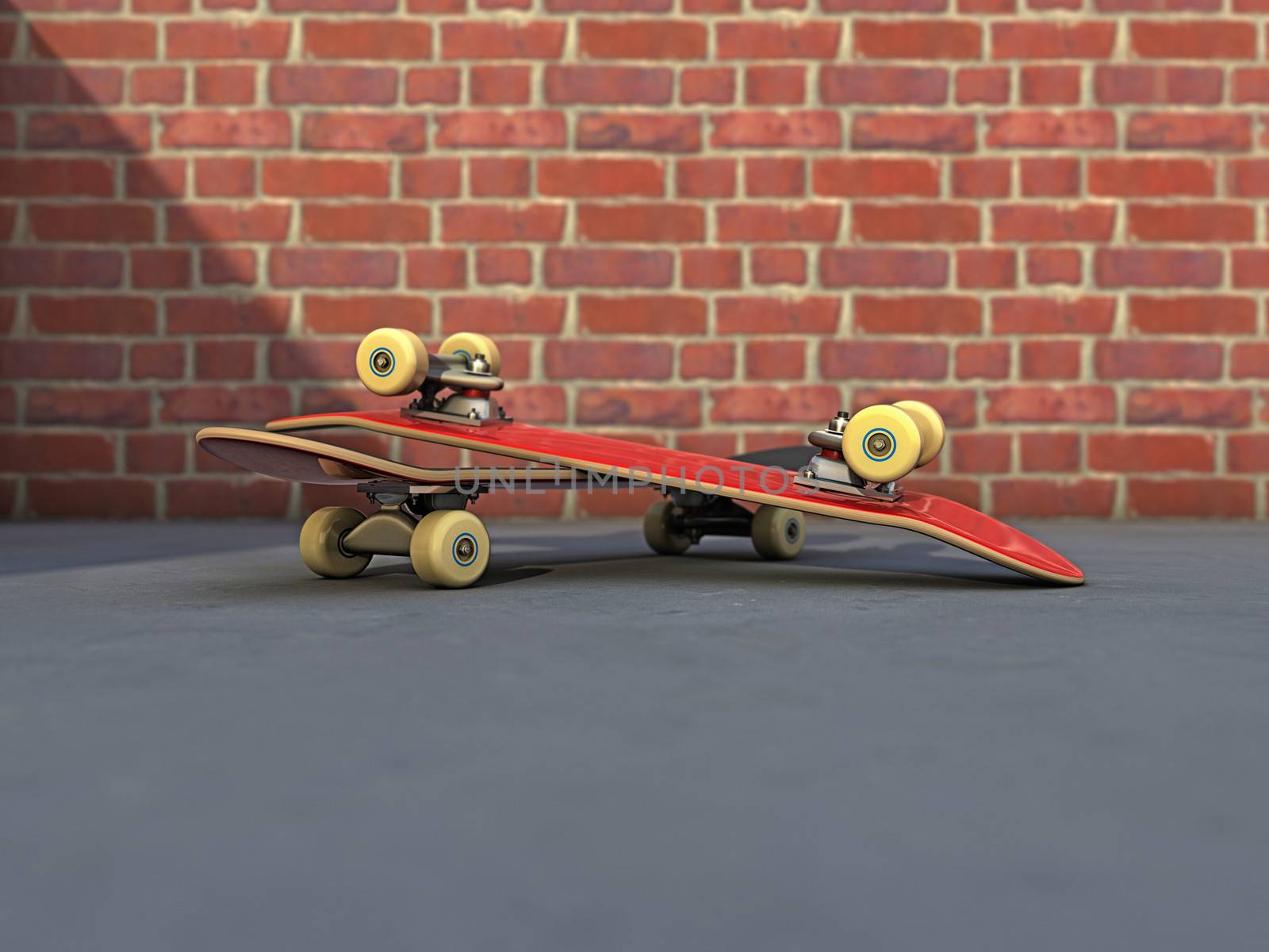 Skateboard composition on a street