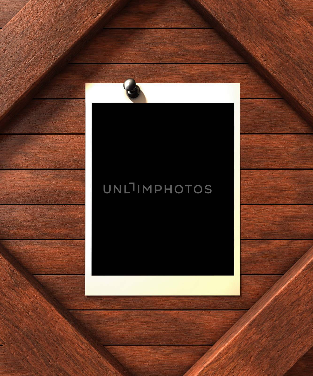 Empty picture on wood background