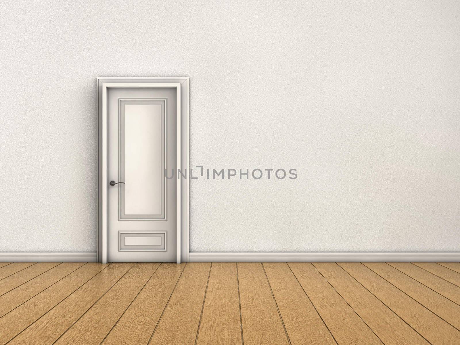 White room with closed door