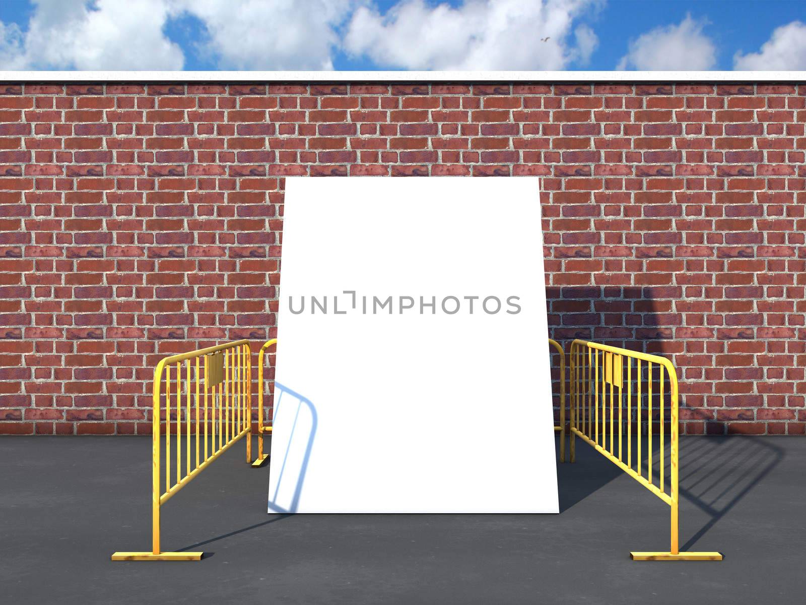 White card label on street surrounded by metal grating