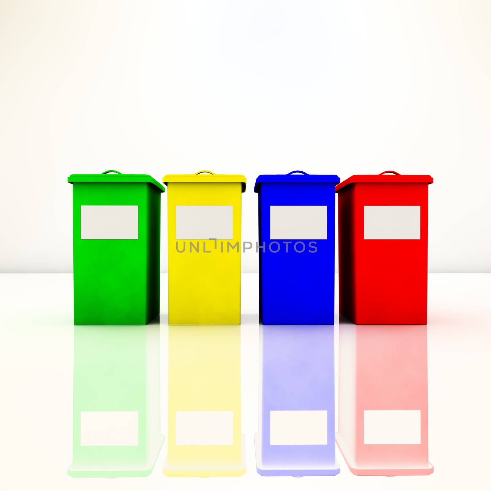 Recycle containers on white background